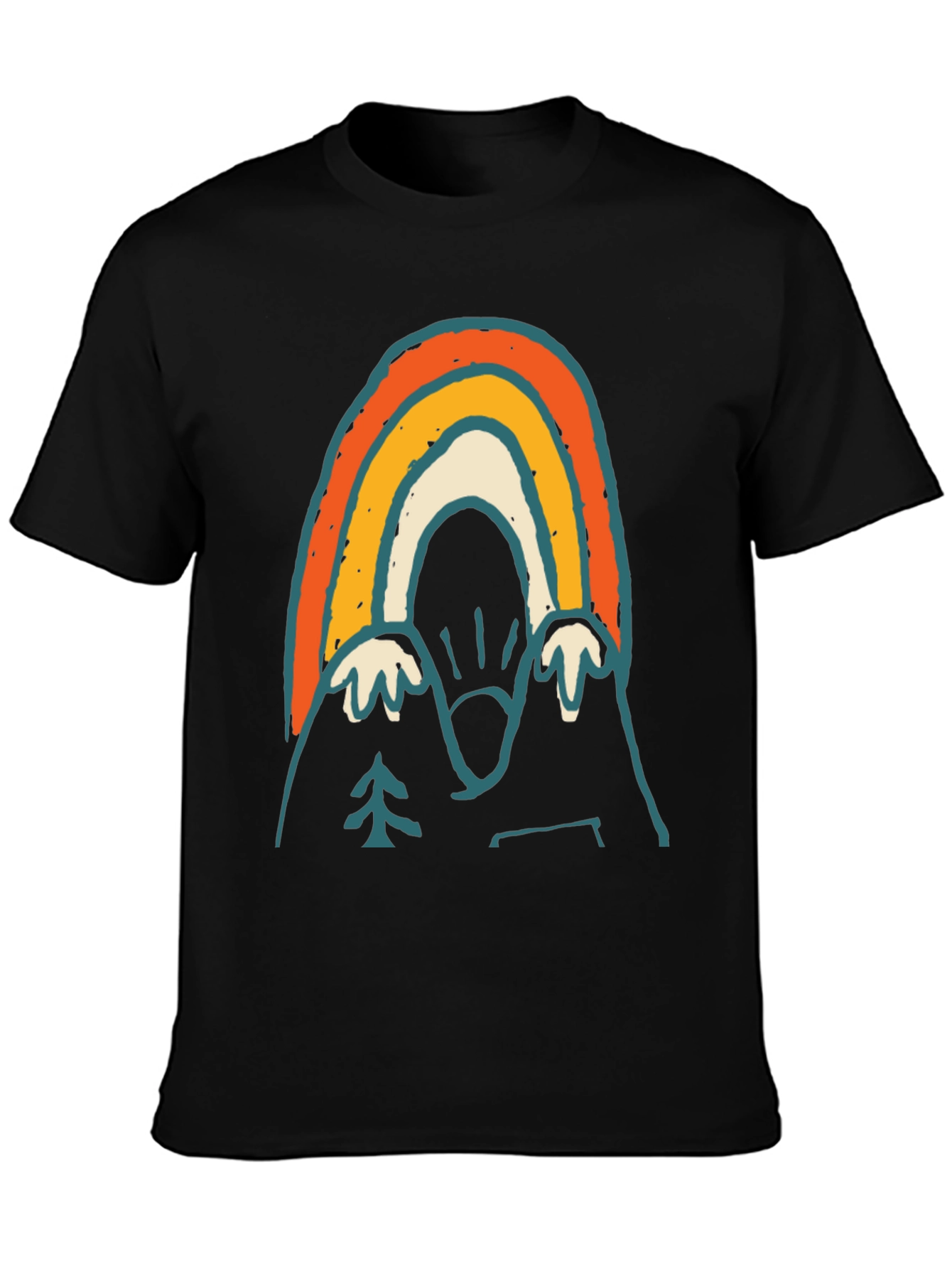 Black Retro Mountain Rainbow Graphic Tee - Black view 3
