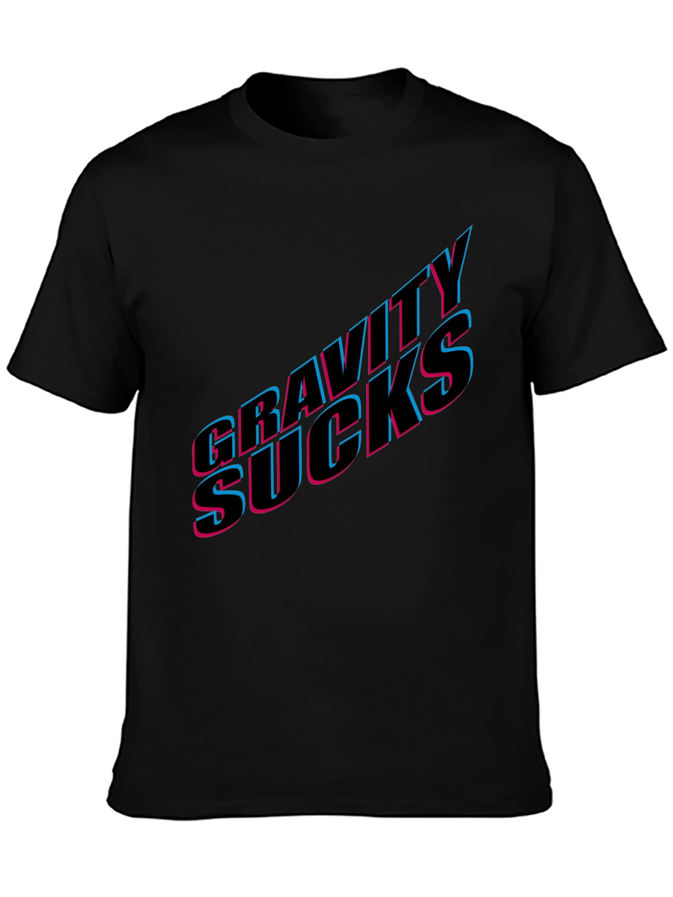 Black Gravity Sucks Graphic Tee - Black Casual T-Shirt view 3