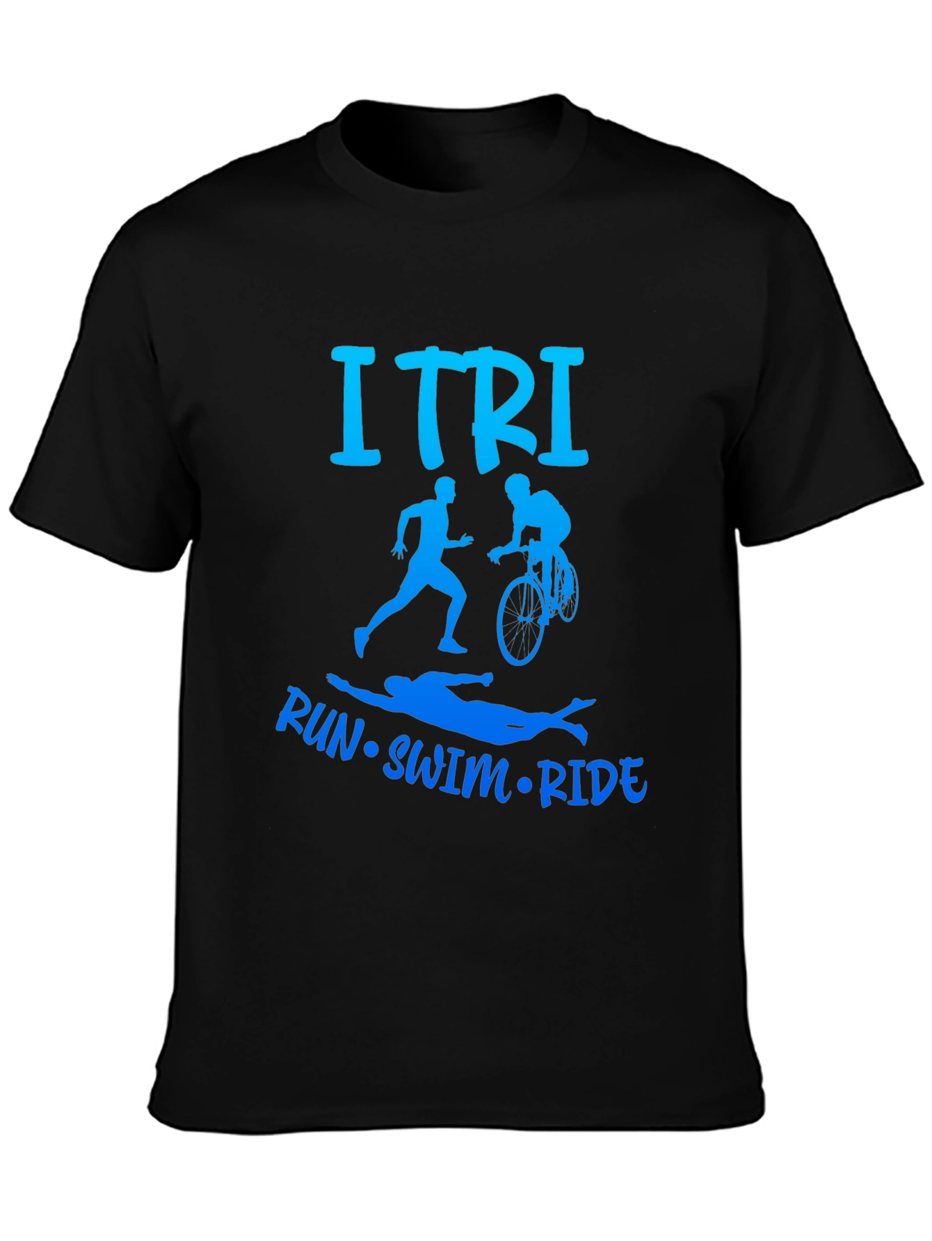 Black ITRI Run Swim Ride Triathlon T-Shirt view 3