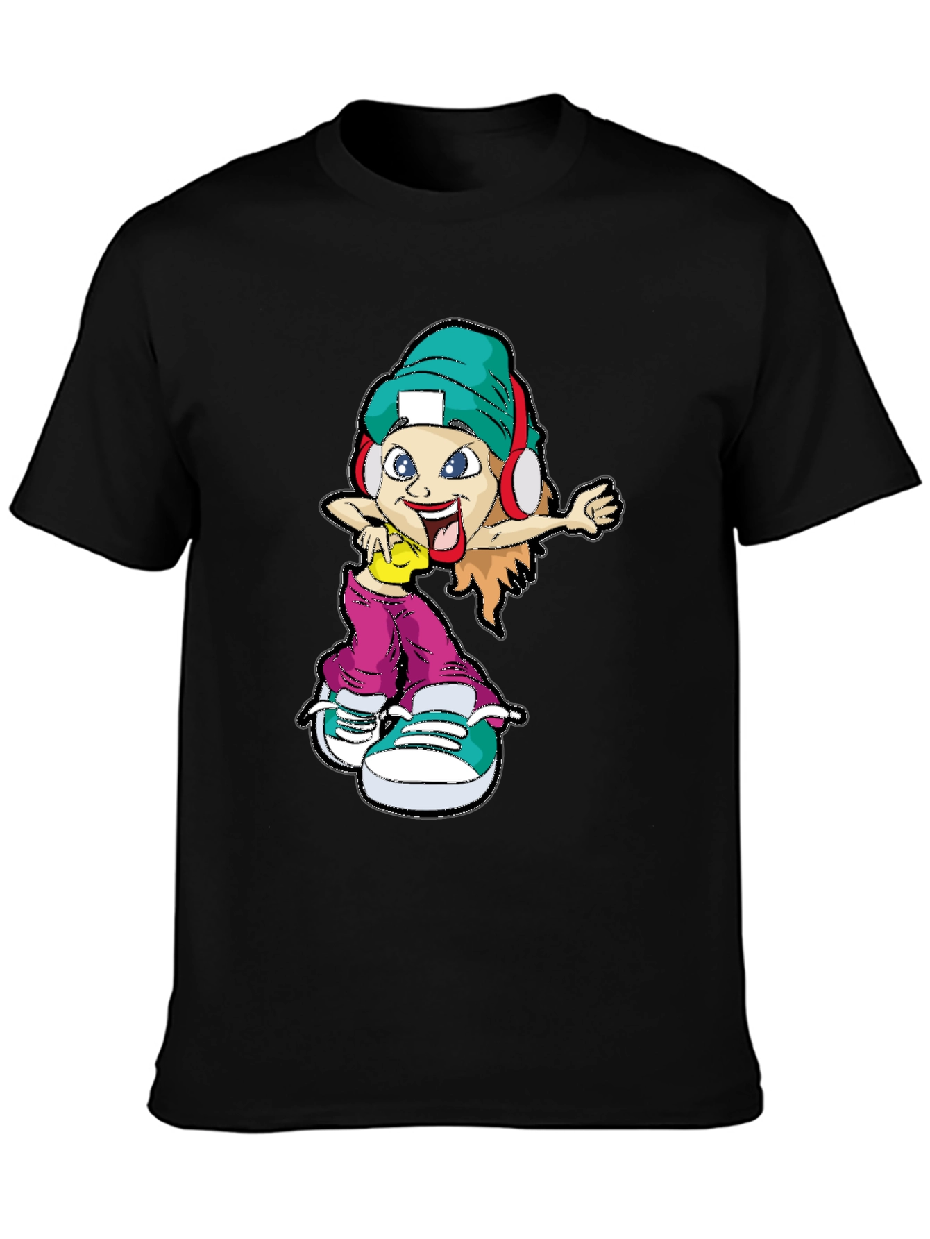 Black Cartoon Character Graphic Tee view 3