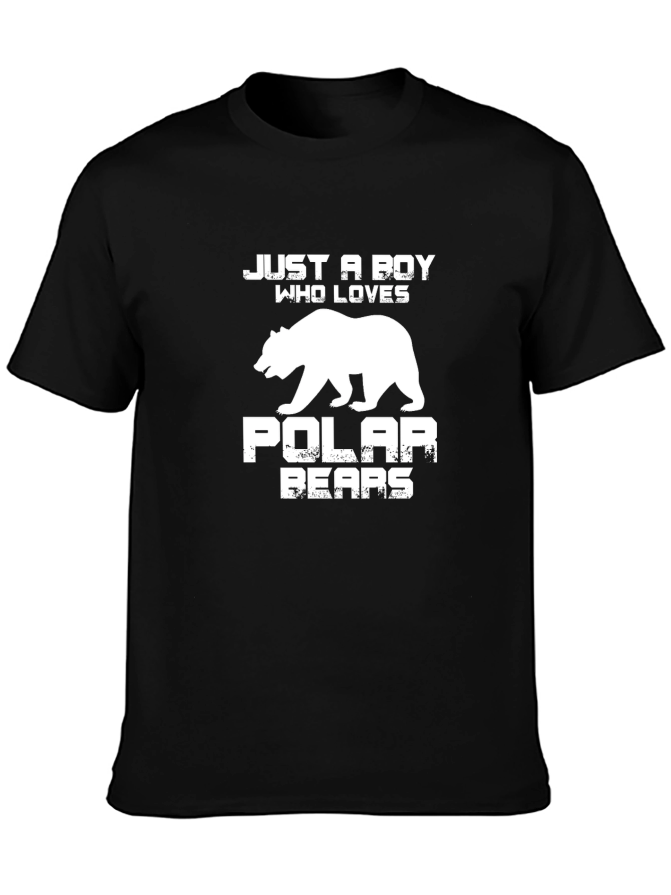 Black Just A Boy Who Loves Polar Bears Black T-Shirt view 3