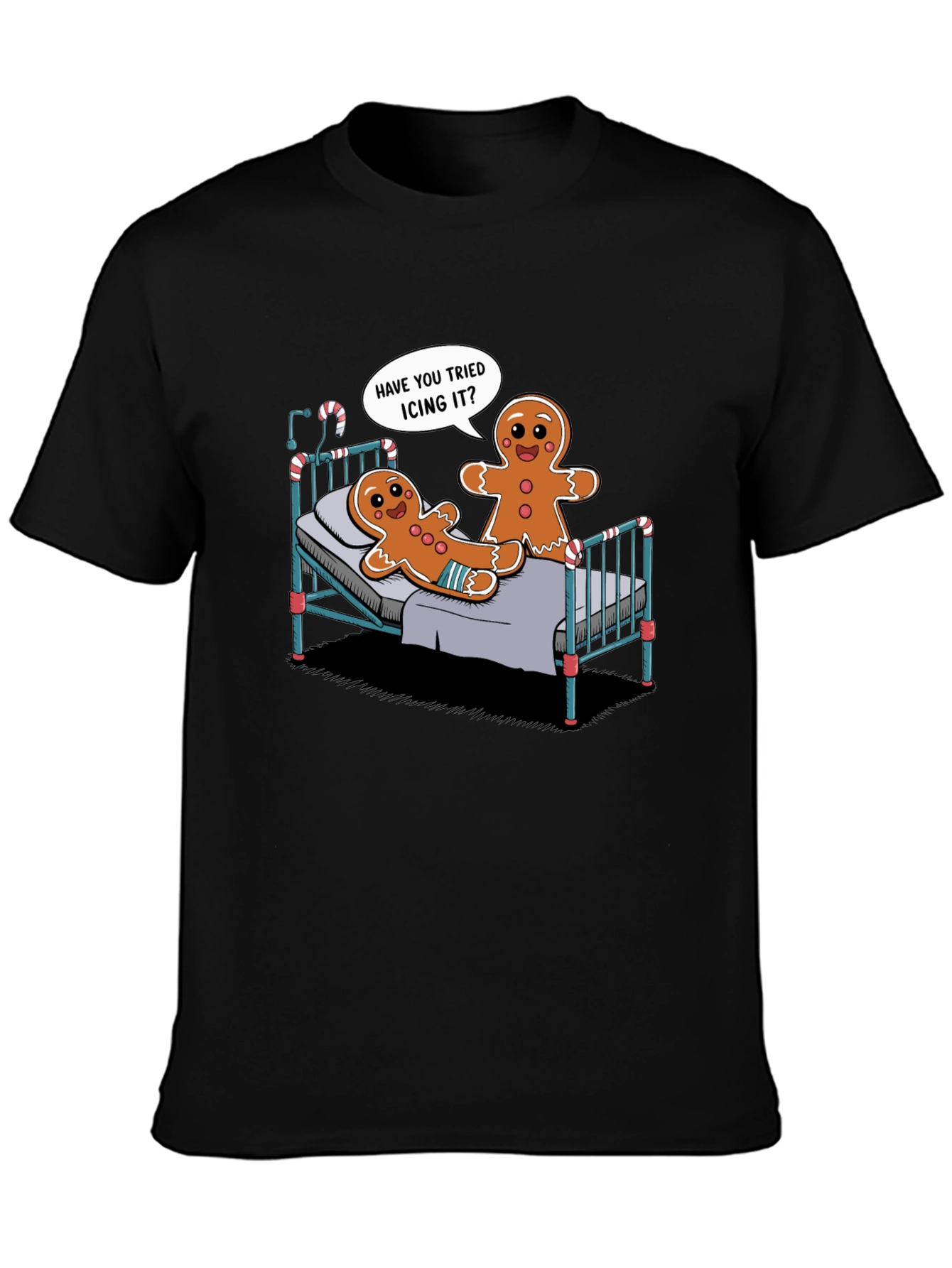 Black Funny Gingerbread Icing T-Shirt view 3