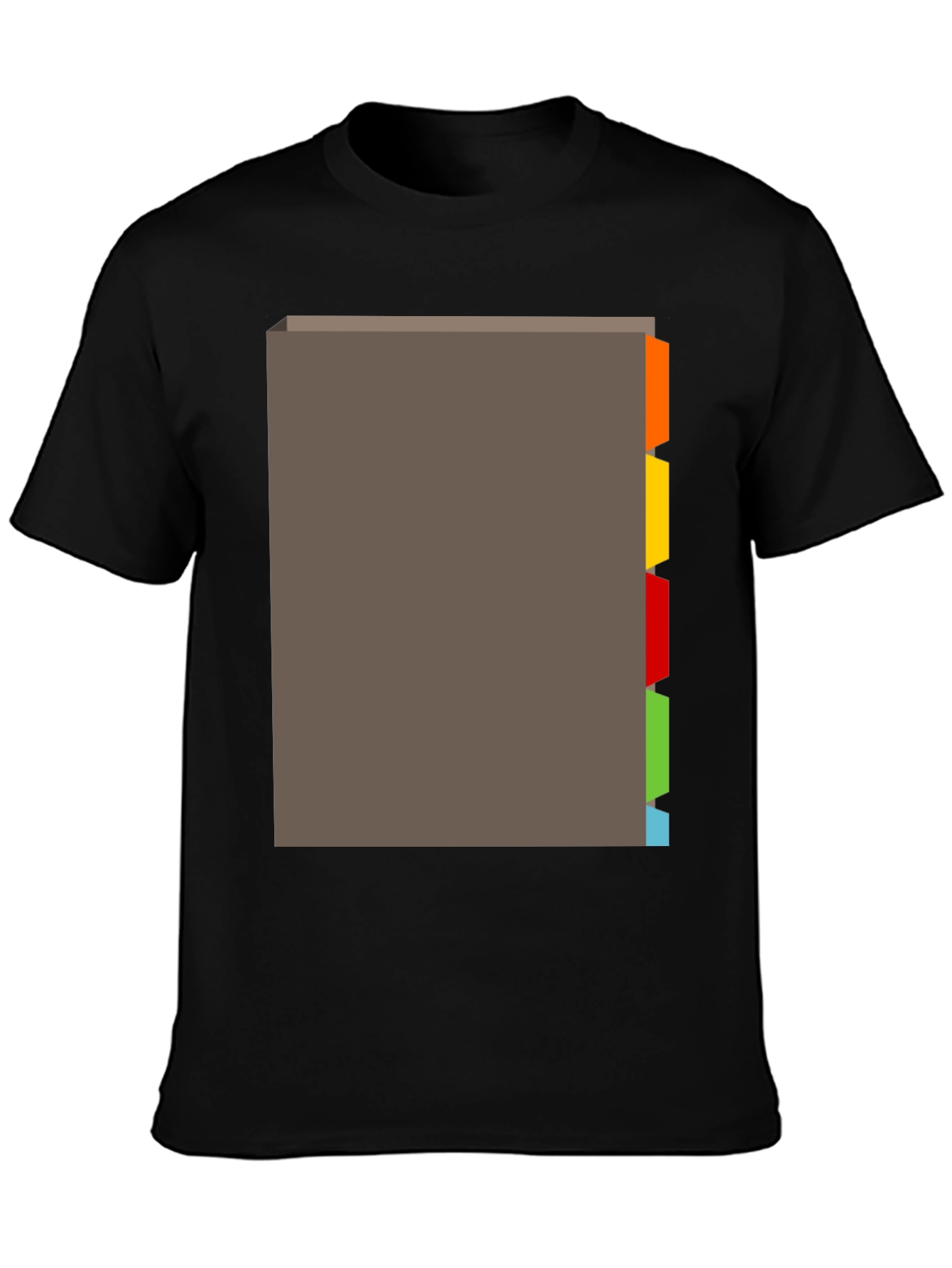 Black Black T-Shirt with Tabbed Book Design view 3