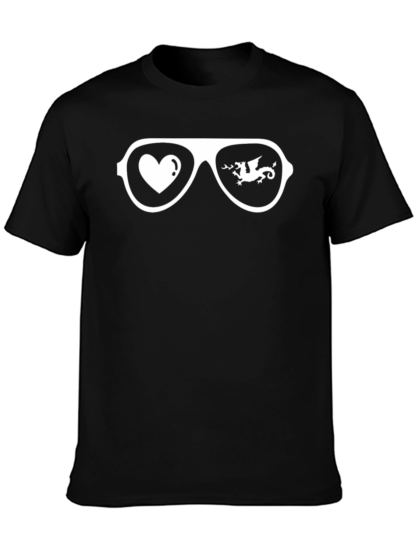 Black Cool Dragon Heart Sunglasses T-Shirt view 3