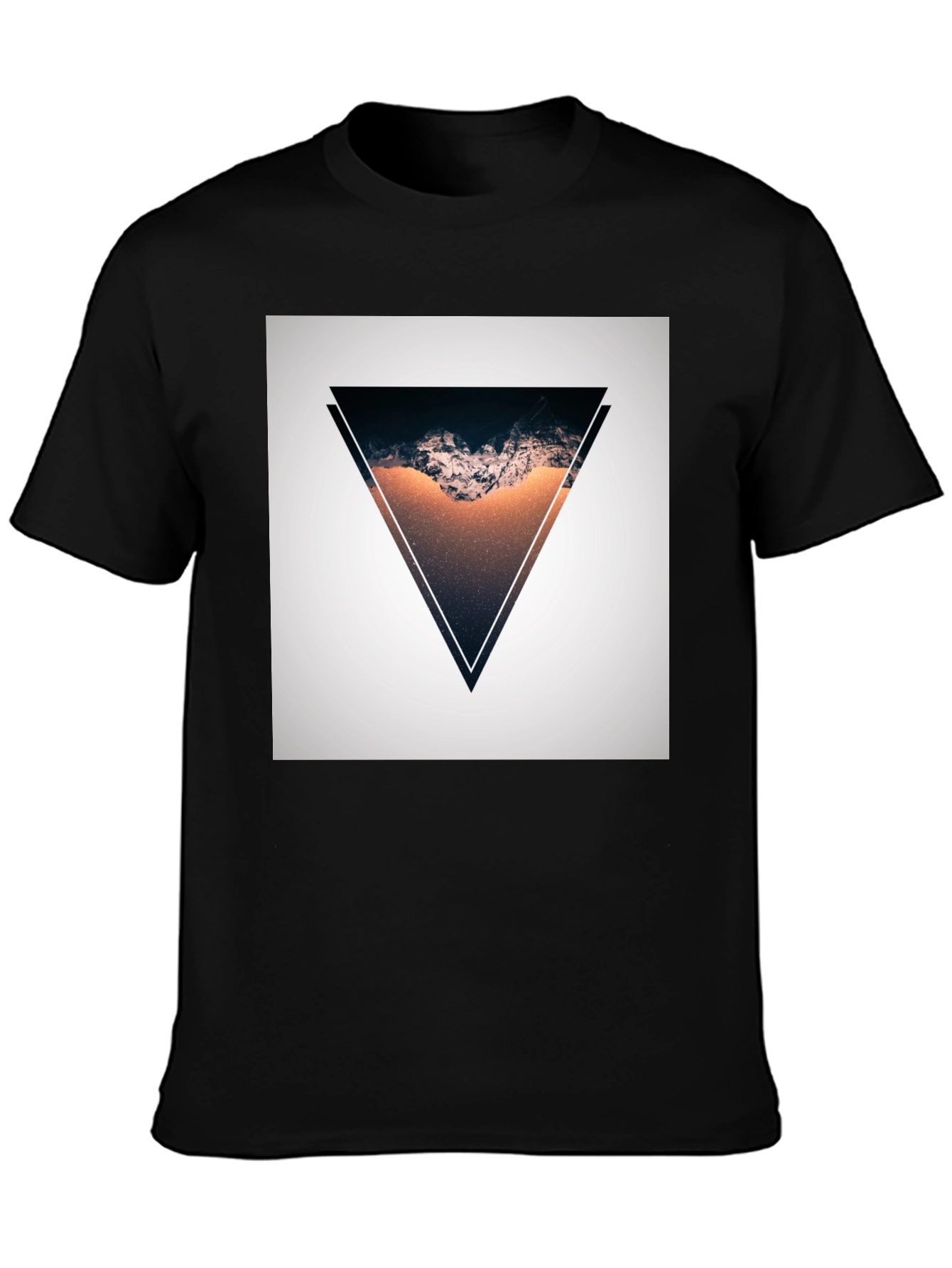 Black Geometric Triangle Graphic T-Shirt - Modern Design view 3