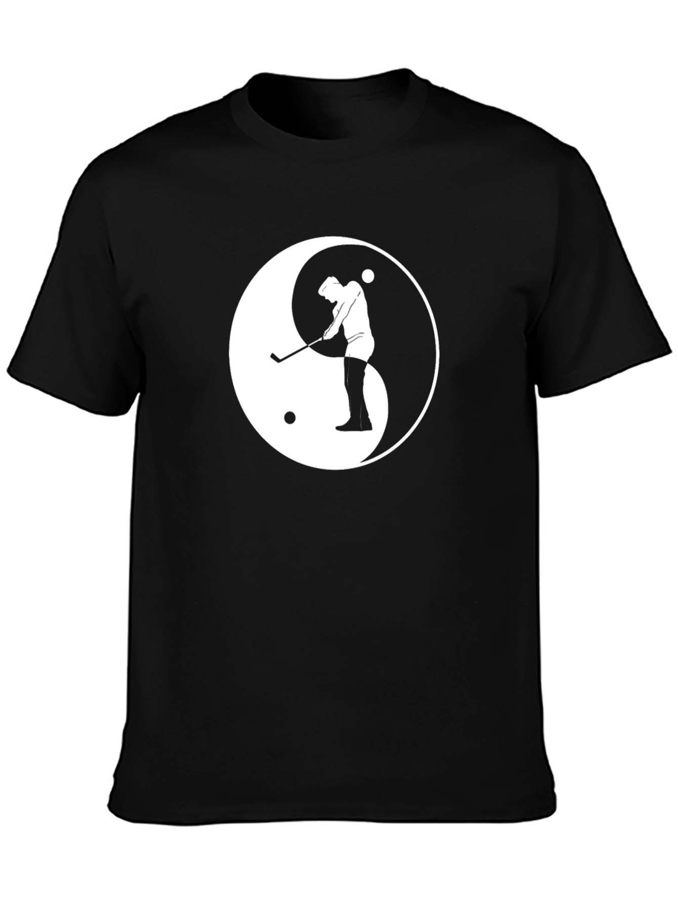 Black Yin Yang Golf T-Shirt - Classic Black Tee view 3