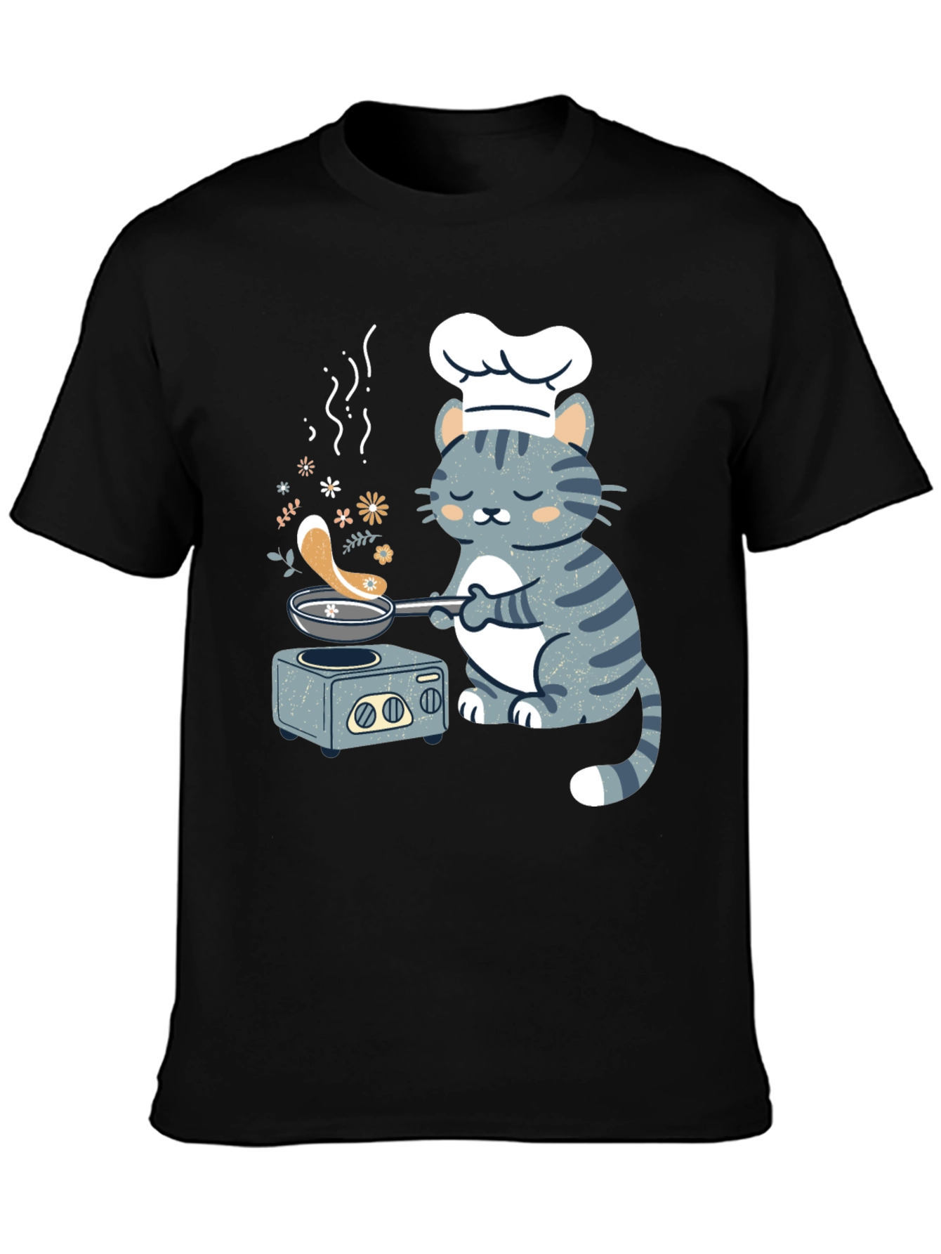 Black Chef Cat T-Shirt - Funny Cooking Kitten Tee view 3