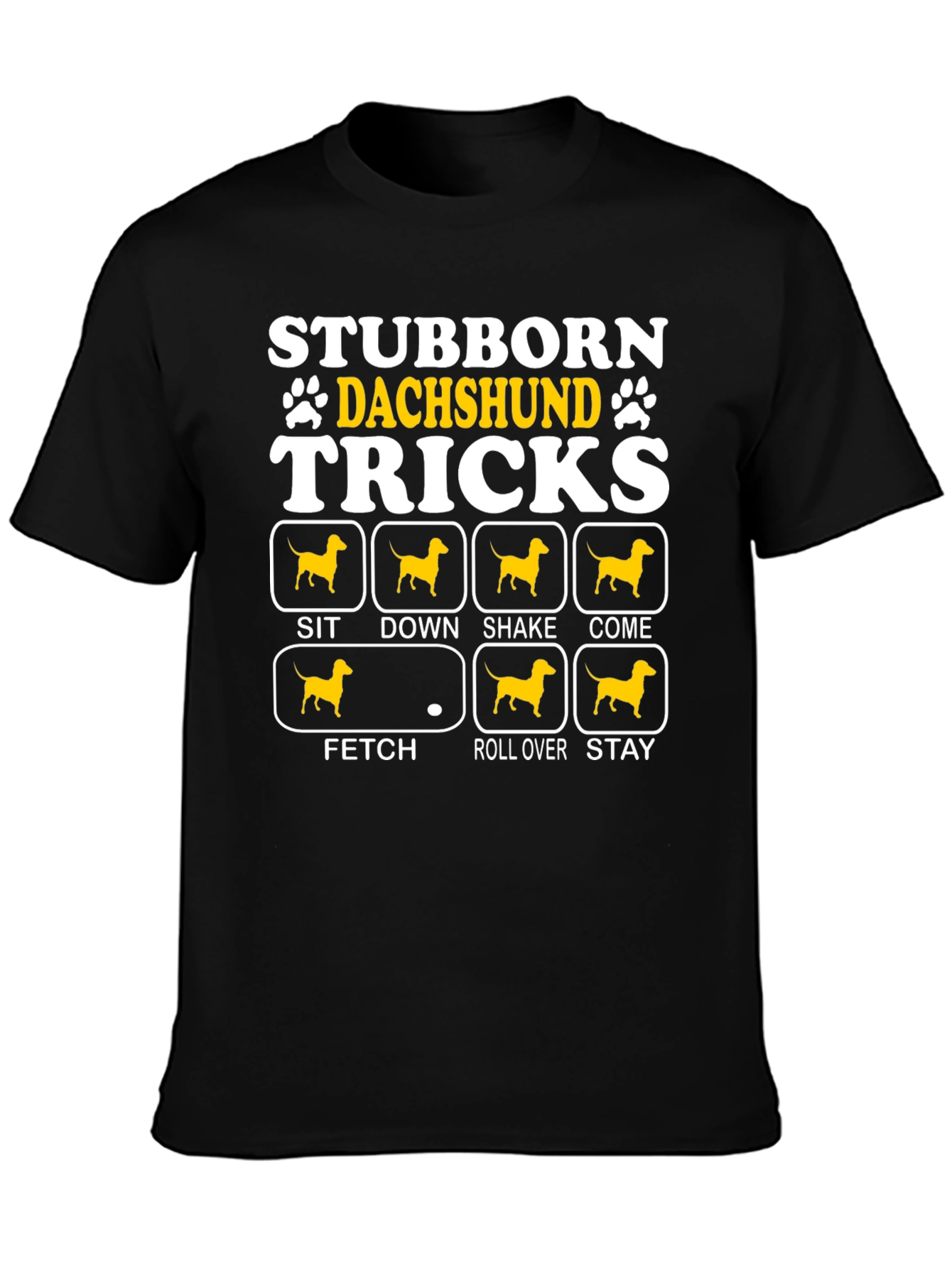 Black Stubborn Dachshund Tricks Graphic T-Shirt view 3