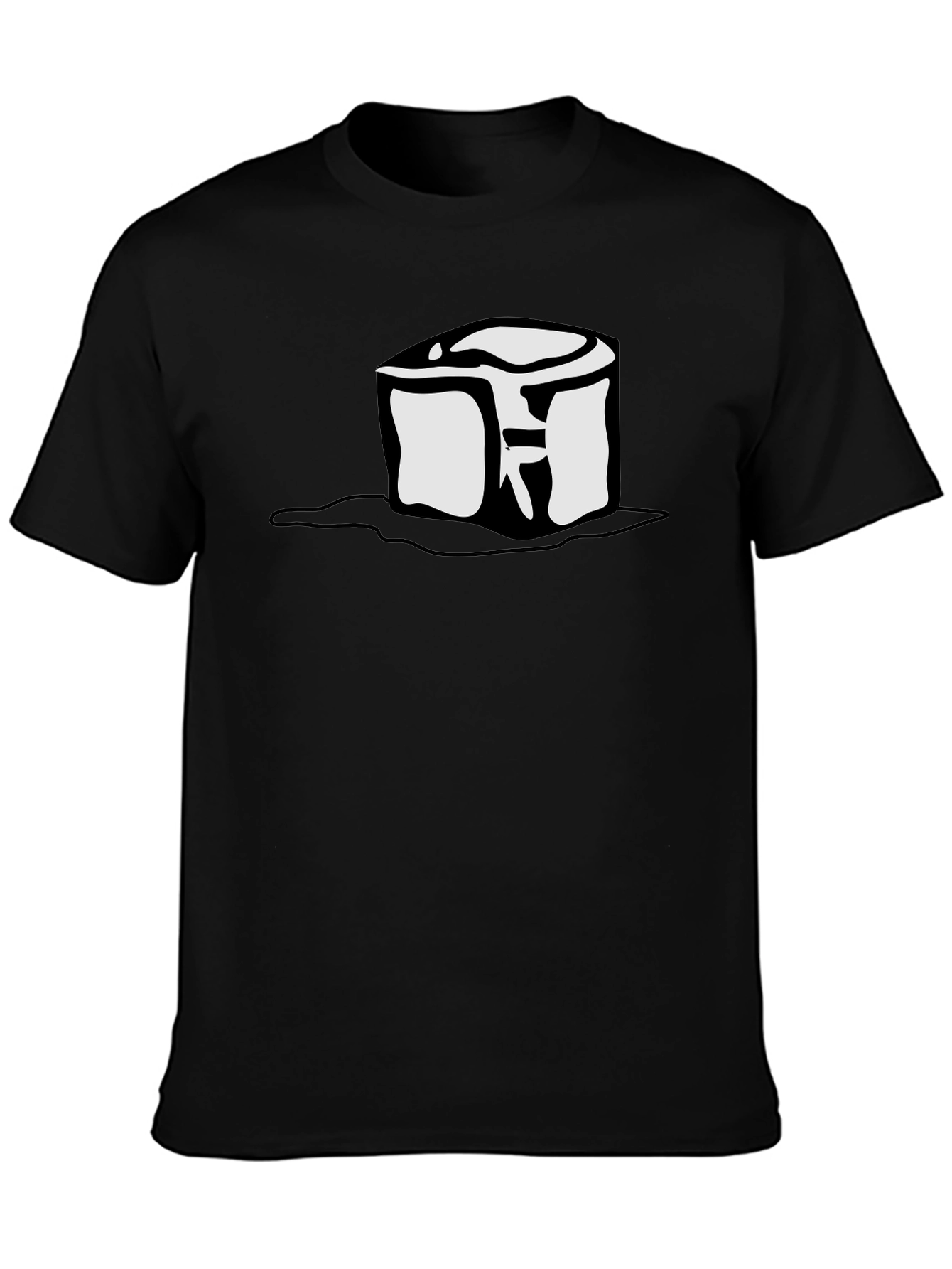 Black Cool Graphic Tee - Ice Cube Melting Design view 3