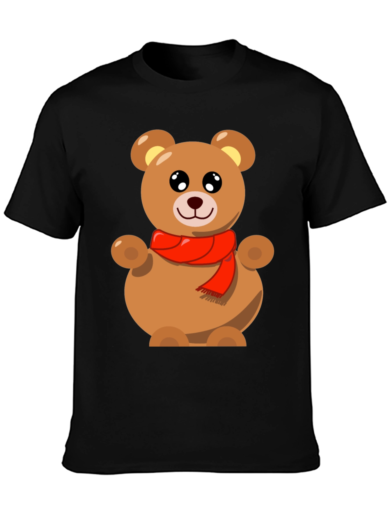 Black Cute Teddy Bear Graphic Tee - Black view 3