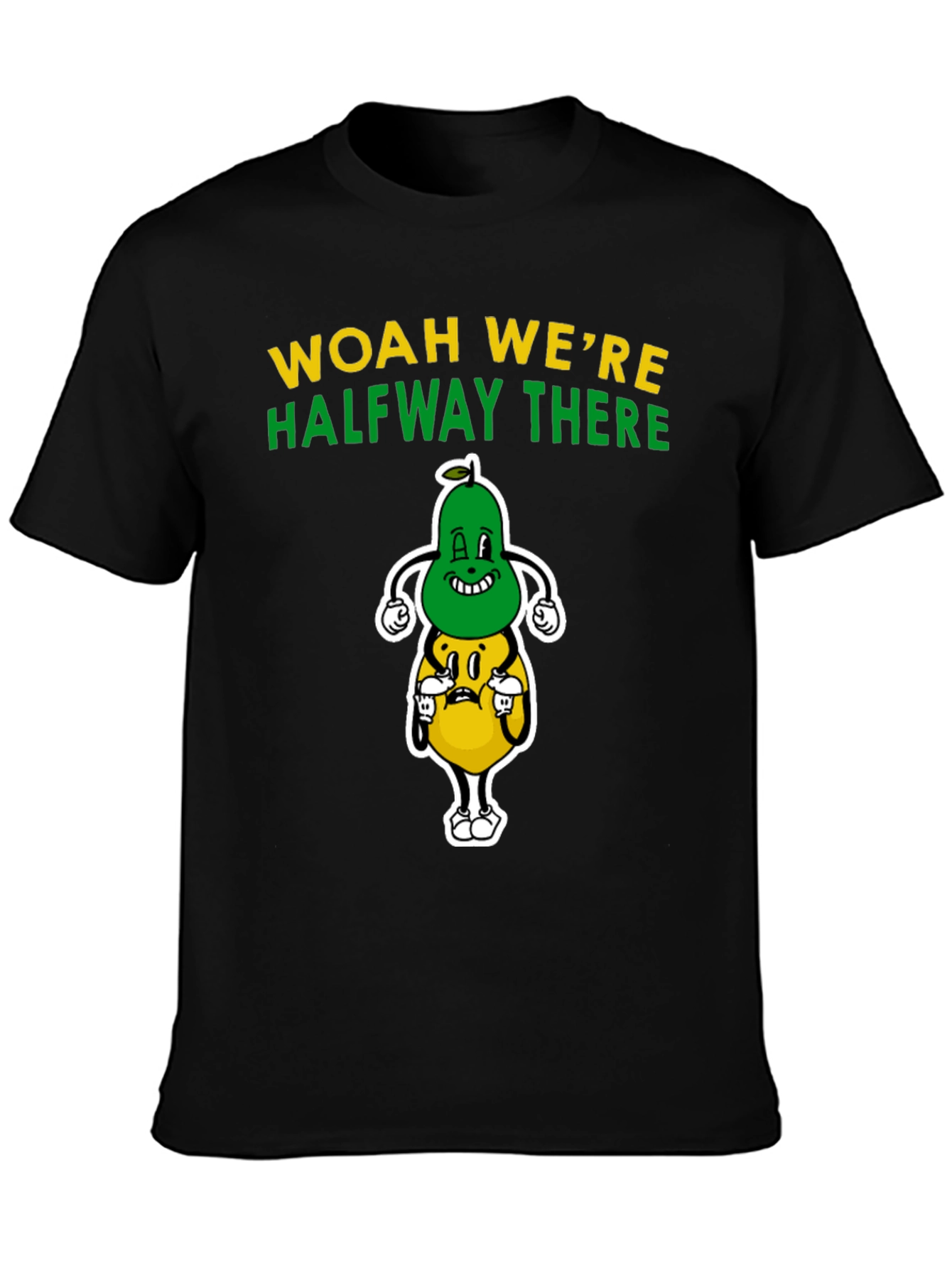 Black Woah We're Halveway There Cartoon Graphic T-Shirt view 3