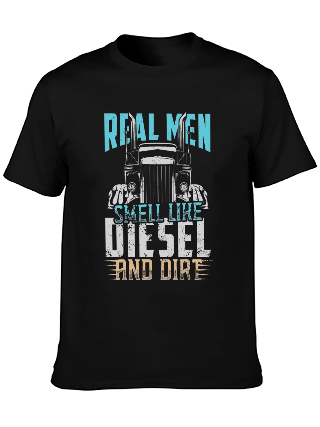 Black Real Men Diesel and Dirt Trucker T-Shirt view 3
