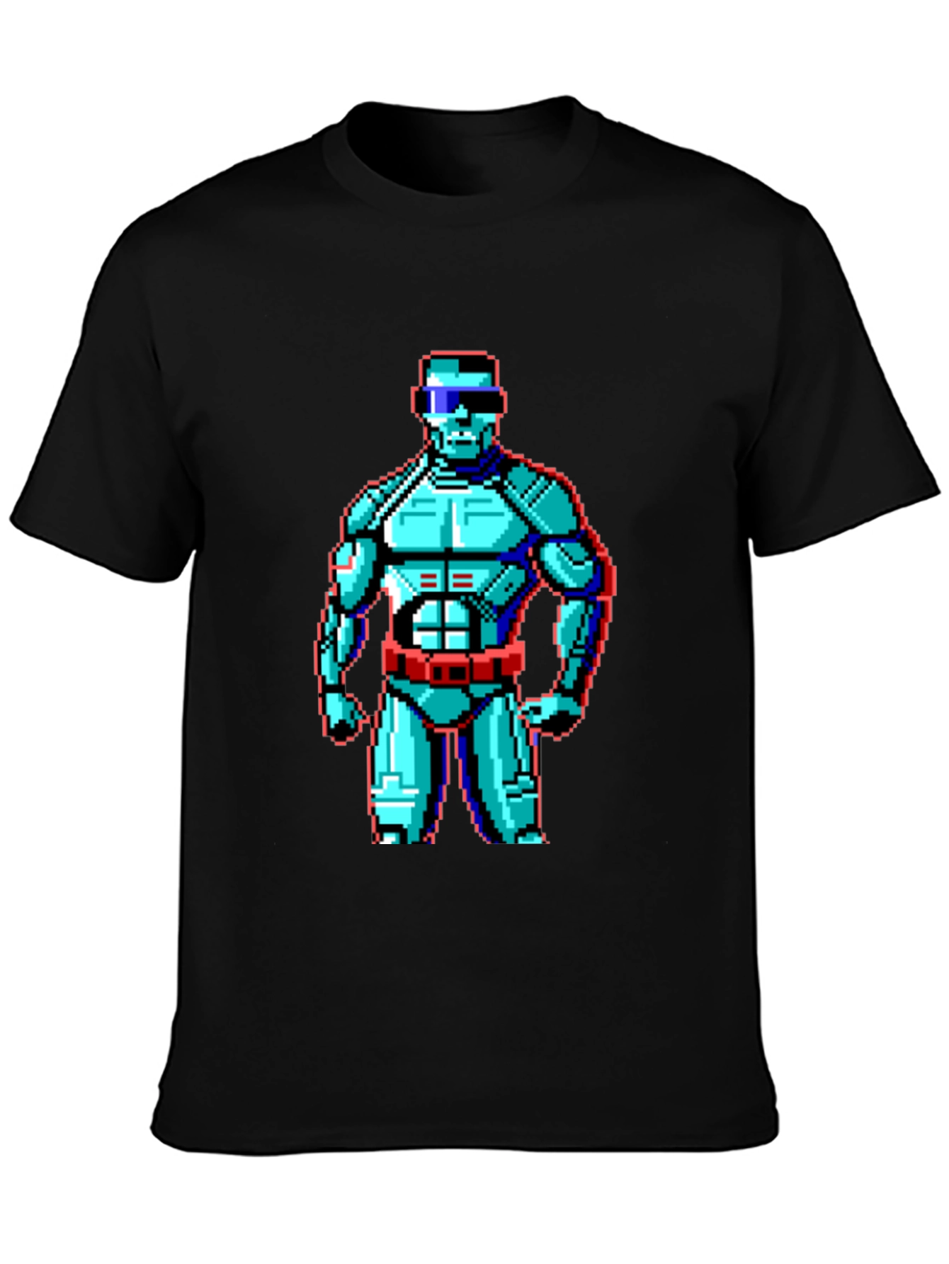 Black Retro Pixel Robot Graphic T-Shirt - Black view 3