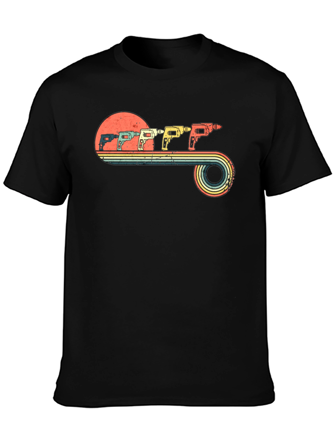 Black Vintage Drill Evolution Men's Black T-Shirt view 3