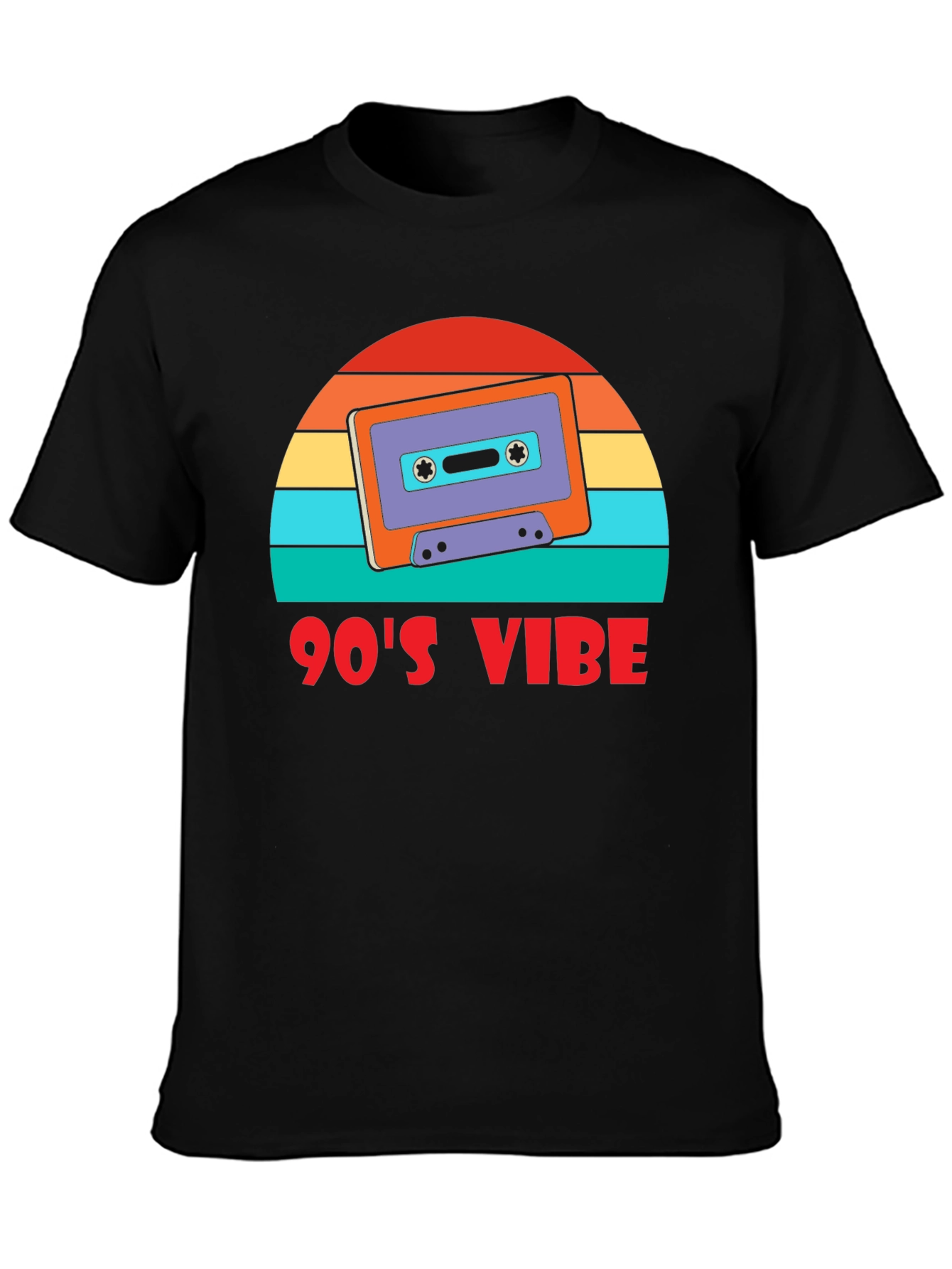 Black 90's Vibe Retro Cassette T-Shirt view 3