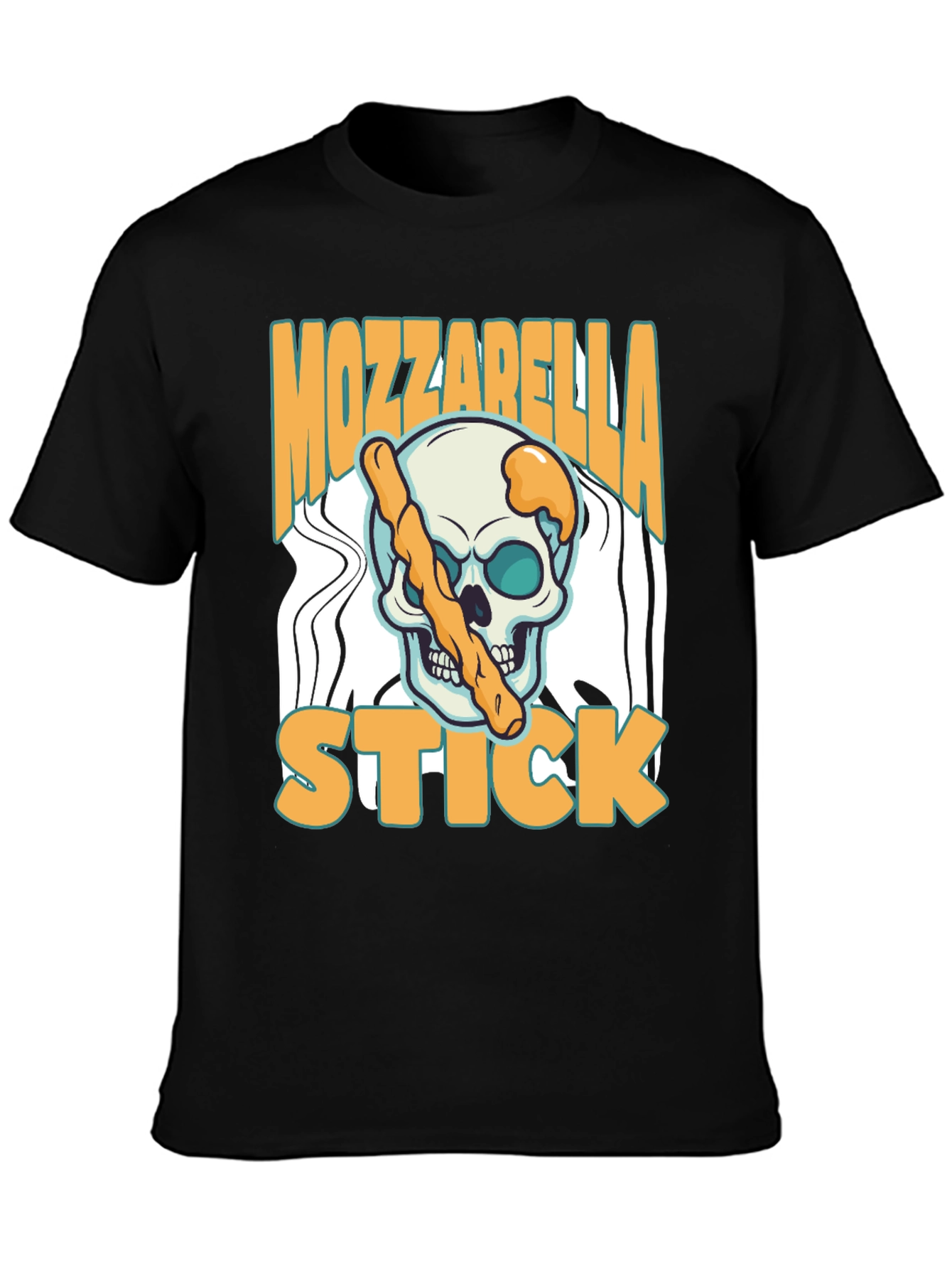 Black Mozzarella Stick Skull Graphic Tee view 3