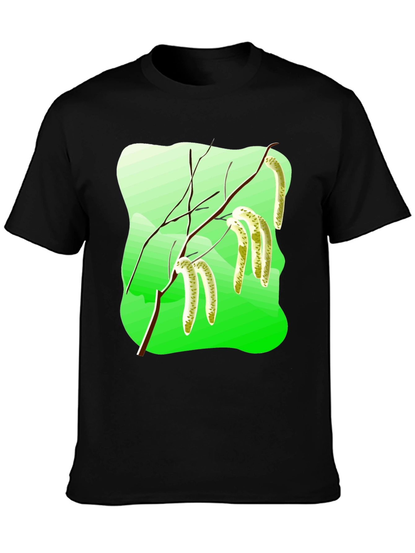 Black Nature Inspired Graphic T-Shirt view 3