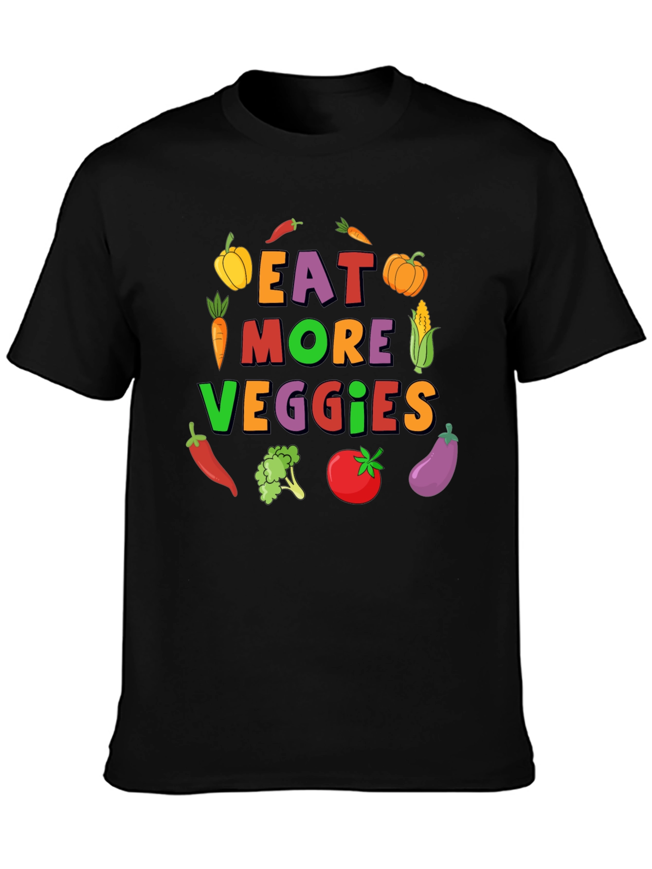 Black Eat More Veggies Graphic Tee view 3