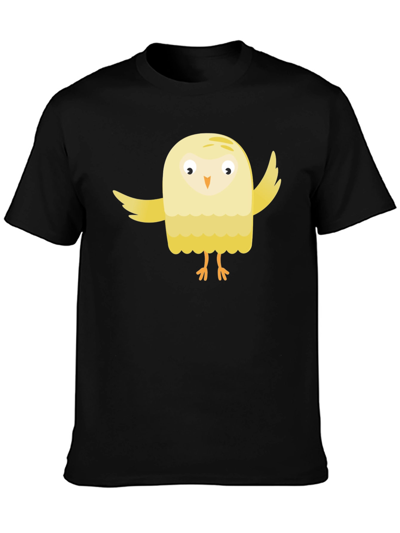 Black Cute Cartoon Bird Black T-Shirt view 3