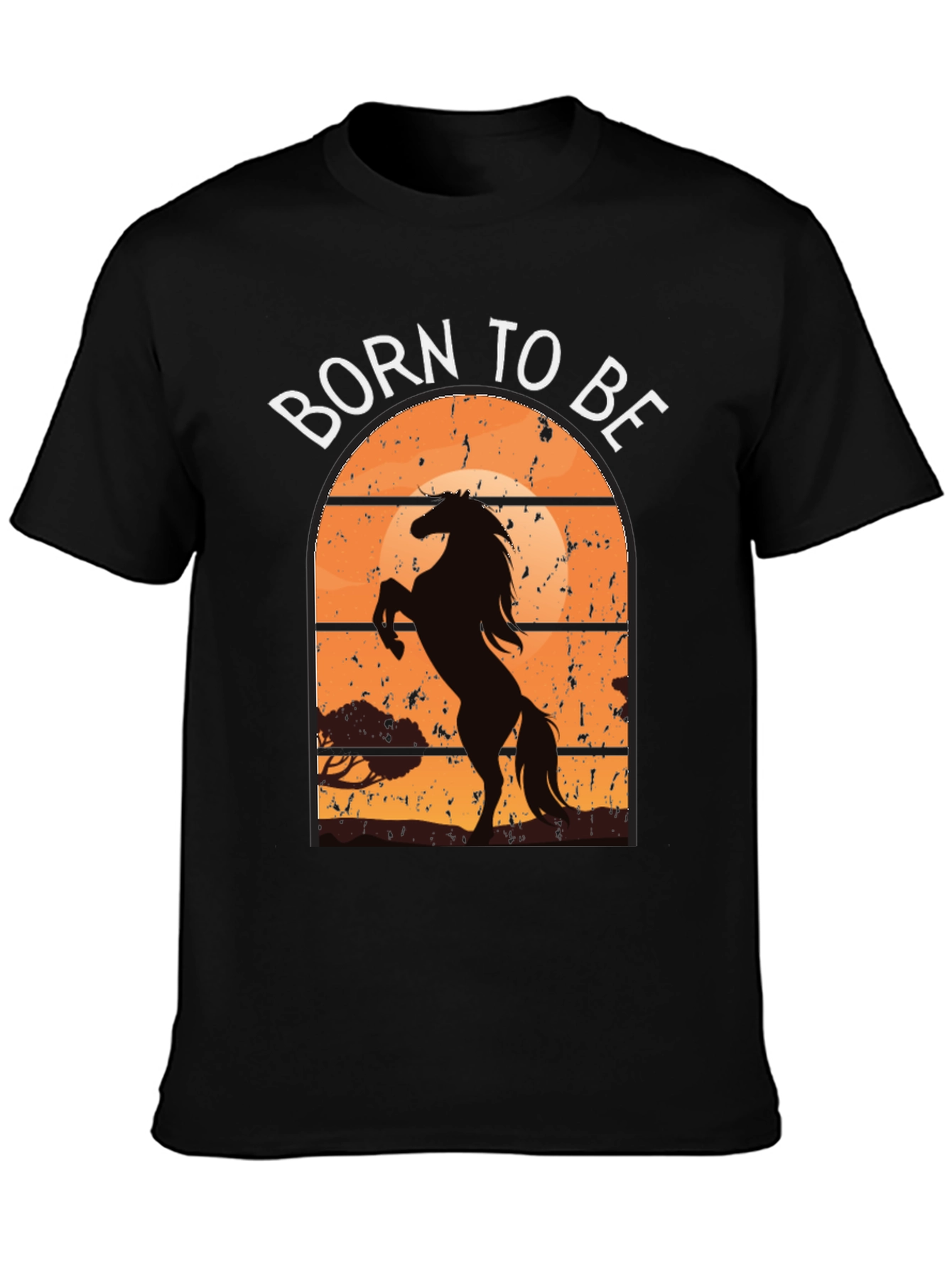 Black Born to Be Horse Silhouette Graphic Tee view 3