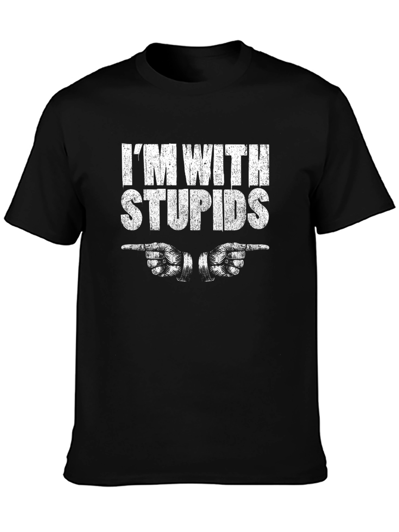 Black I'm With Stupid Novelty Graphic T-Shirt view 3