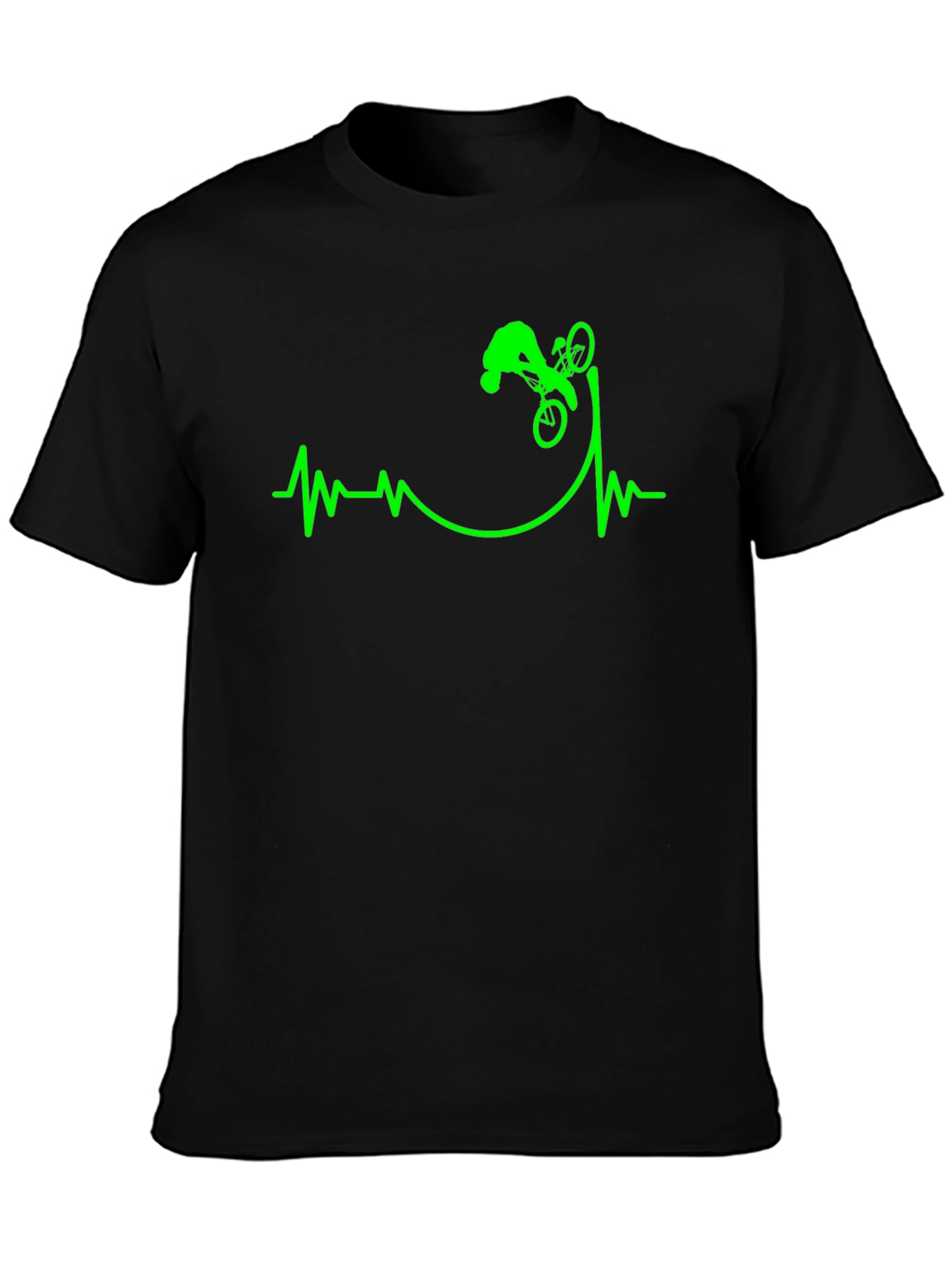 Black Mountain Bike Heartbeat T-Shirt - Black view 3