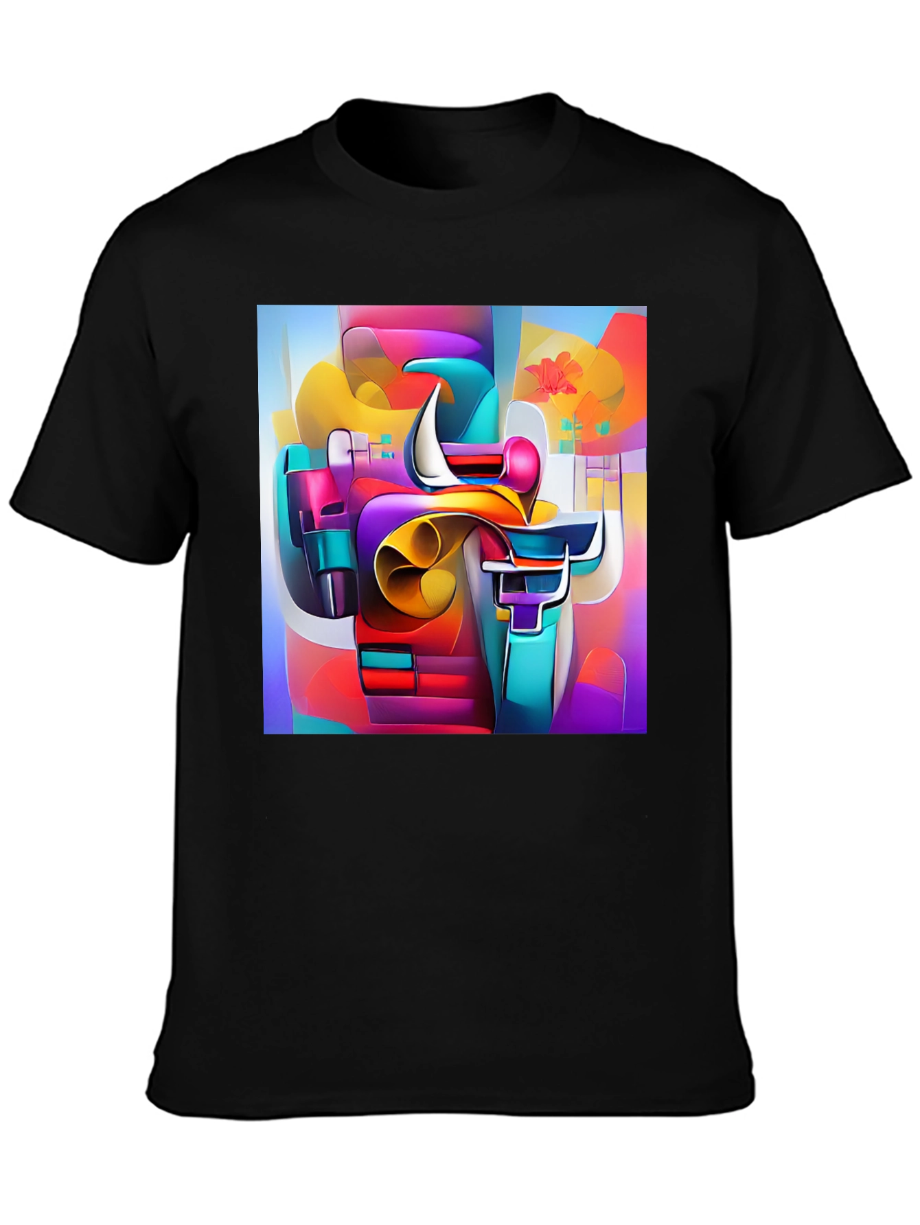 Black Abstract Art Tee - Vibrant Graphic Print view 3