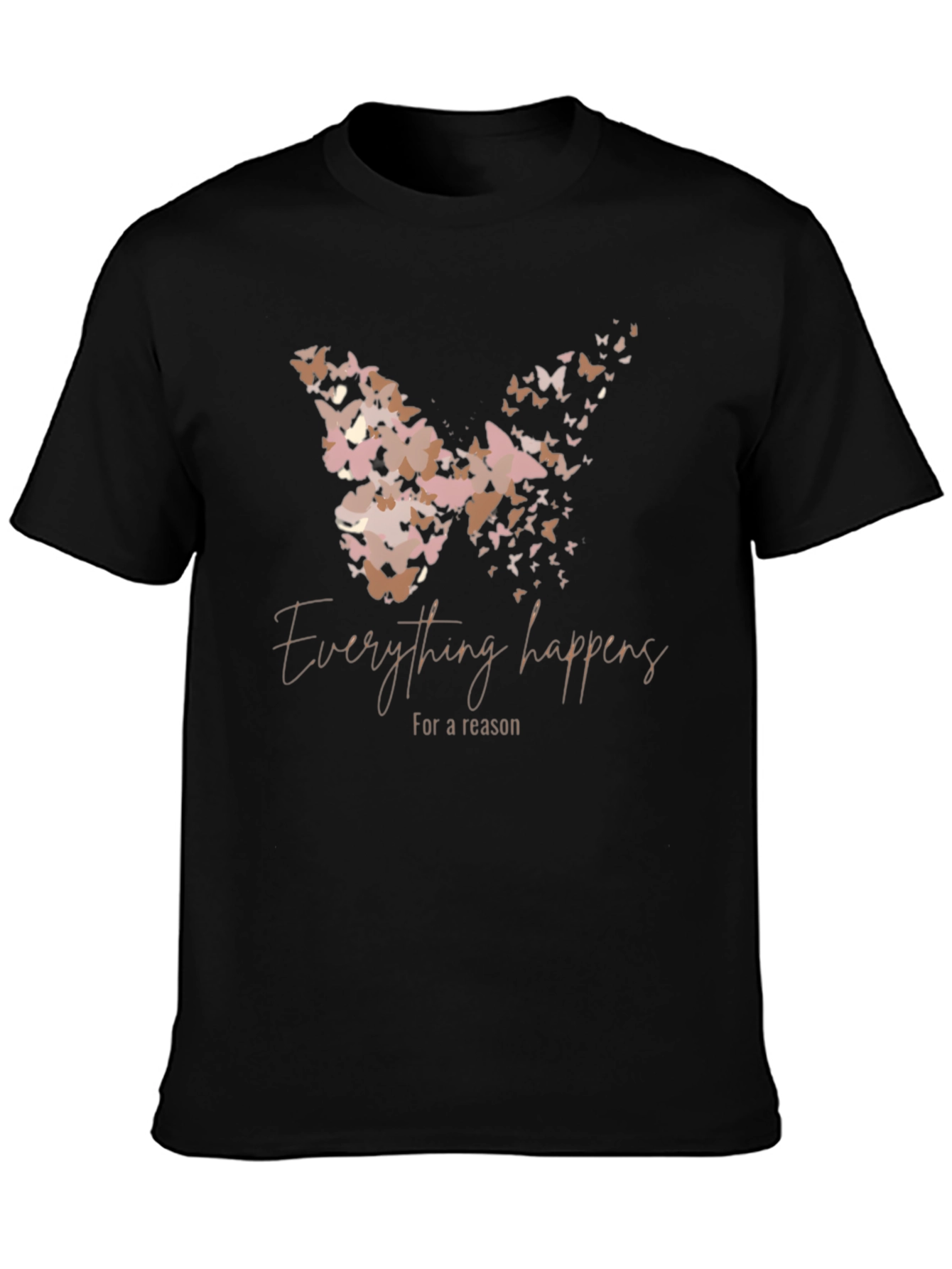 Black Butterfly Effect T-Shirt: Everything Happens for a Reason view 3