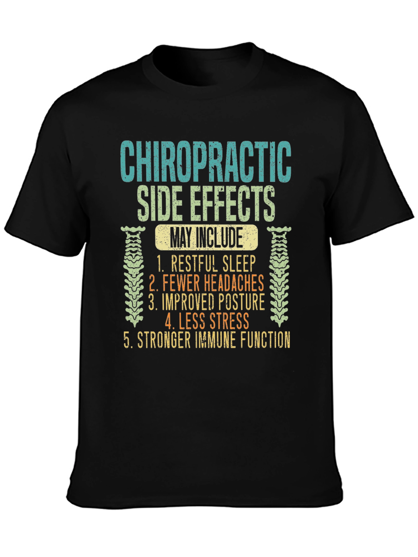 Black Chiropractic Side Effects T-Shirt view 3
