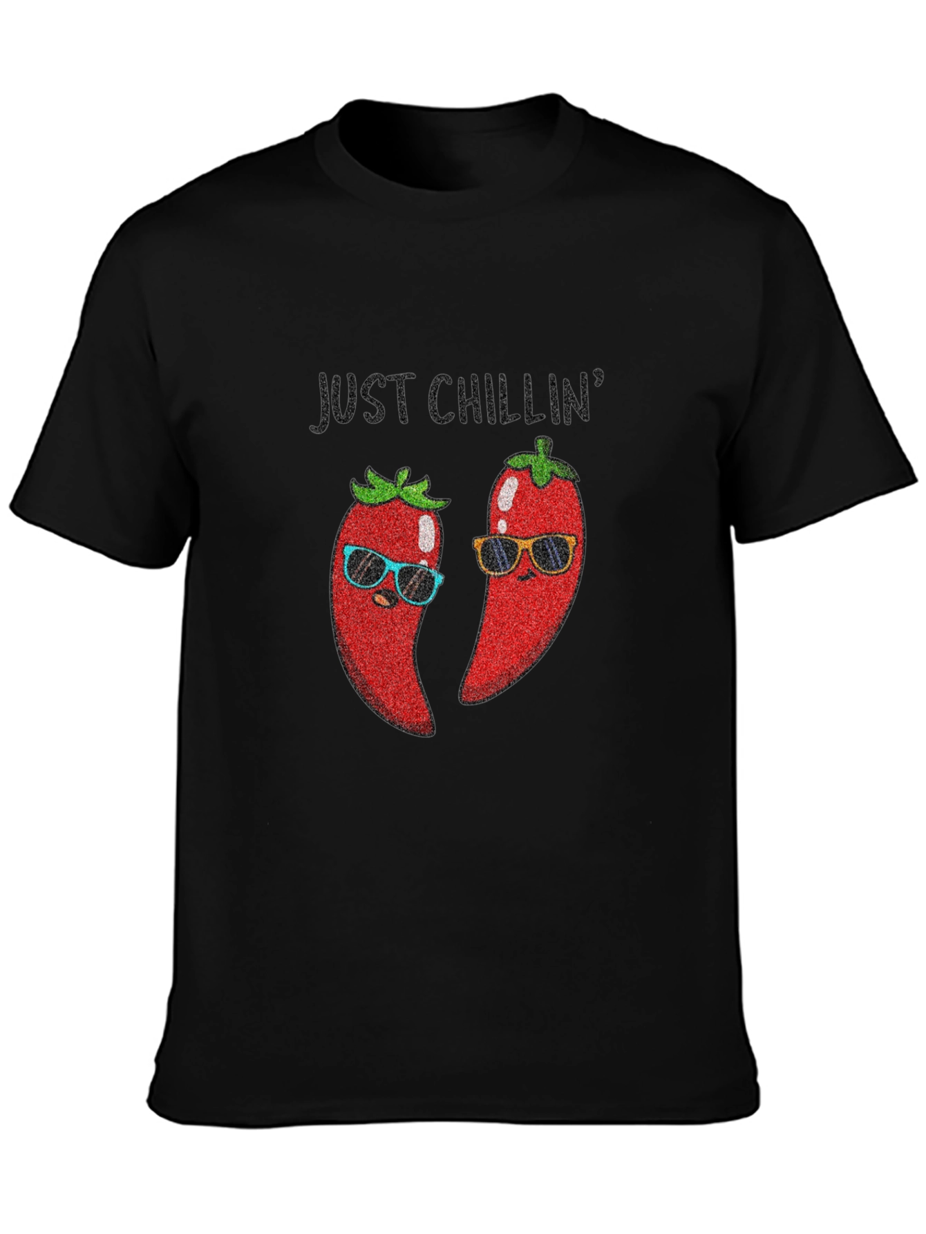 Black Just Chillin' Chili Pepper Graphic Tee view 3
