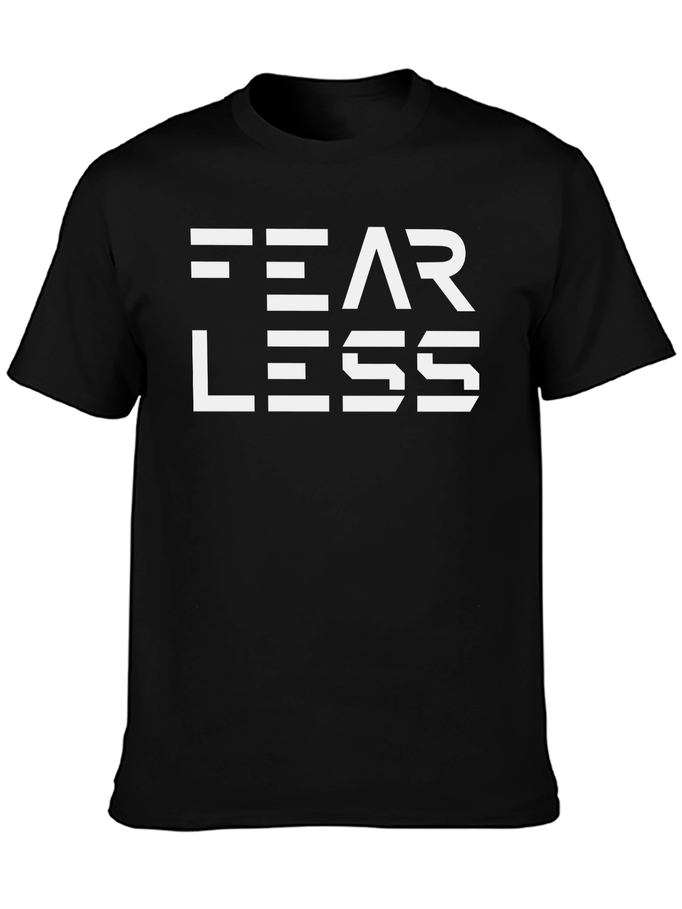 Black Fearless Graphic Tee - Black Cotton T-Shirt view 3