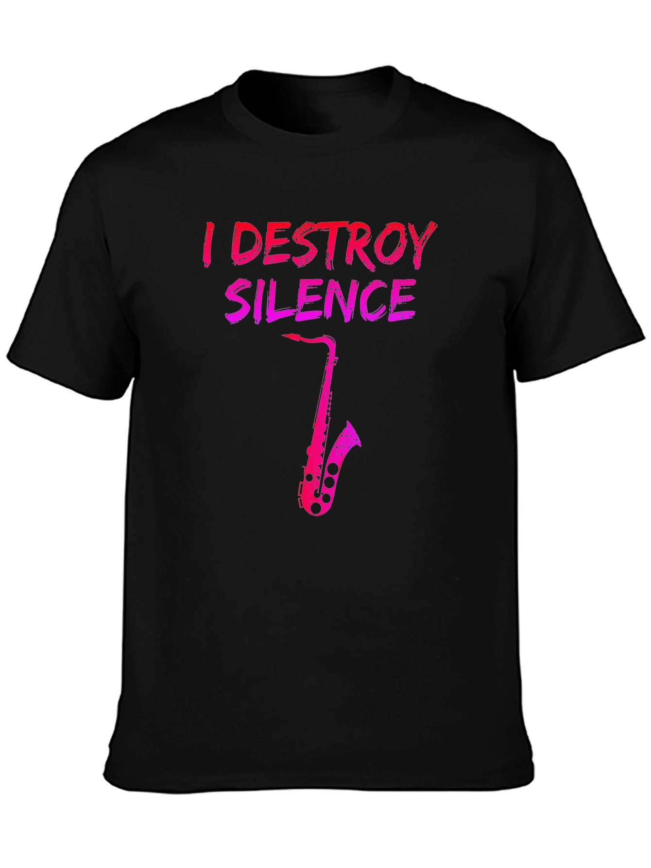 Black I Destroy Silence Saxophone Black T-Shirt view 3