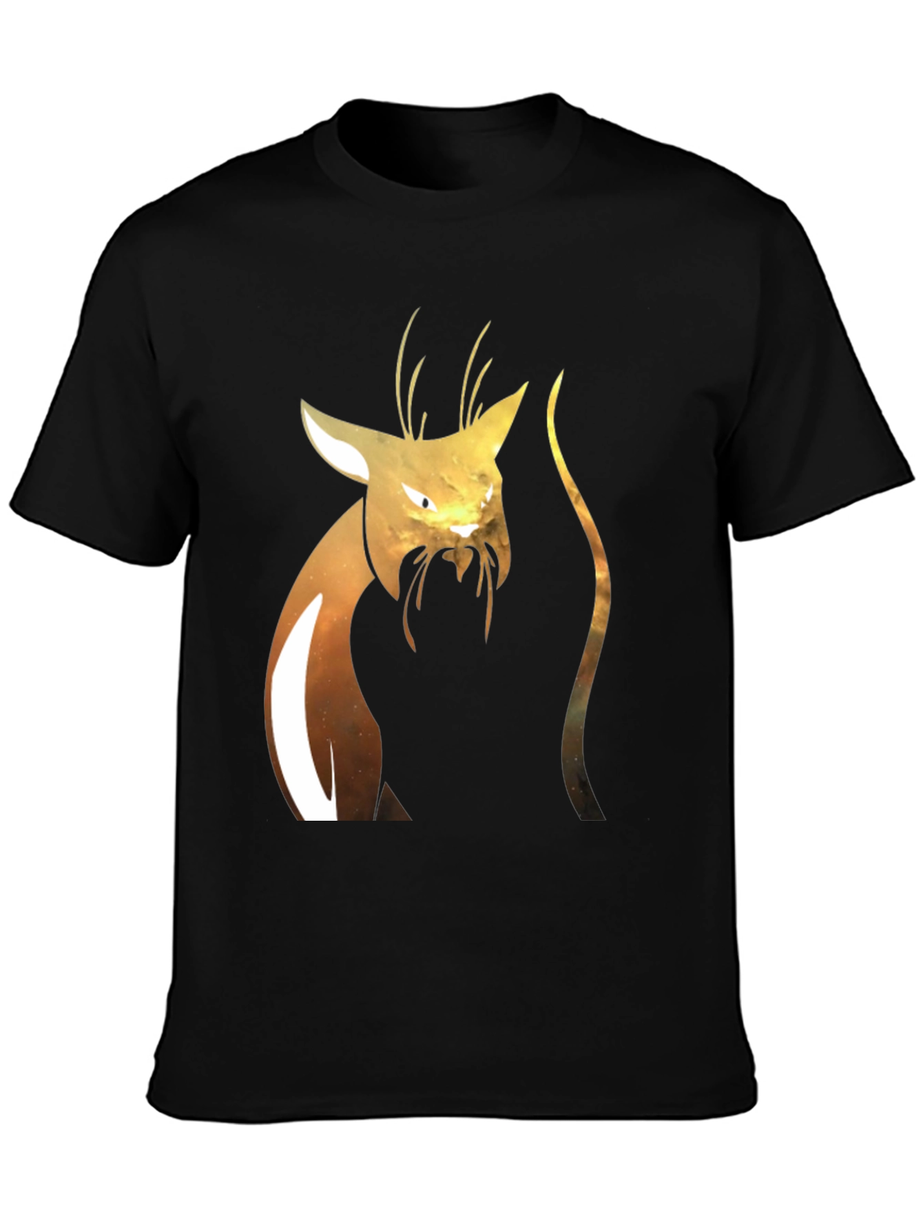 Black Abstract Cat Graphic T-Shirt view 3