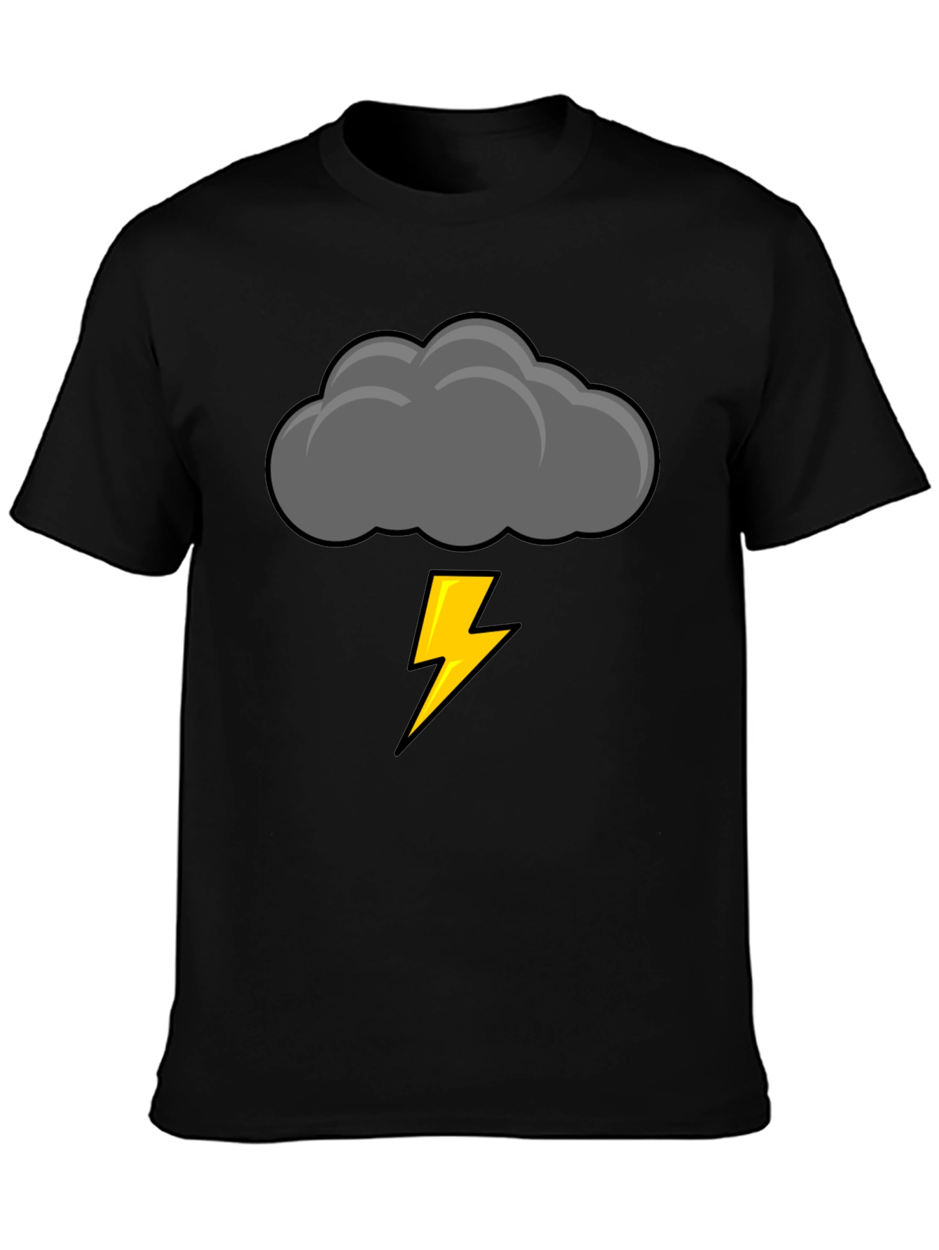 Black Storm Cloud Lightning Bolt Graphic Tee view 3
