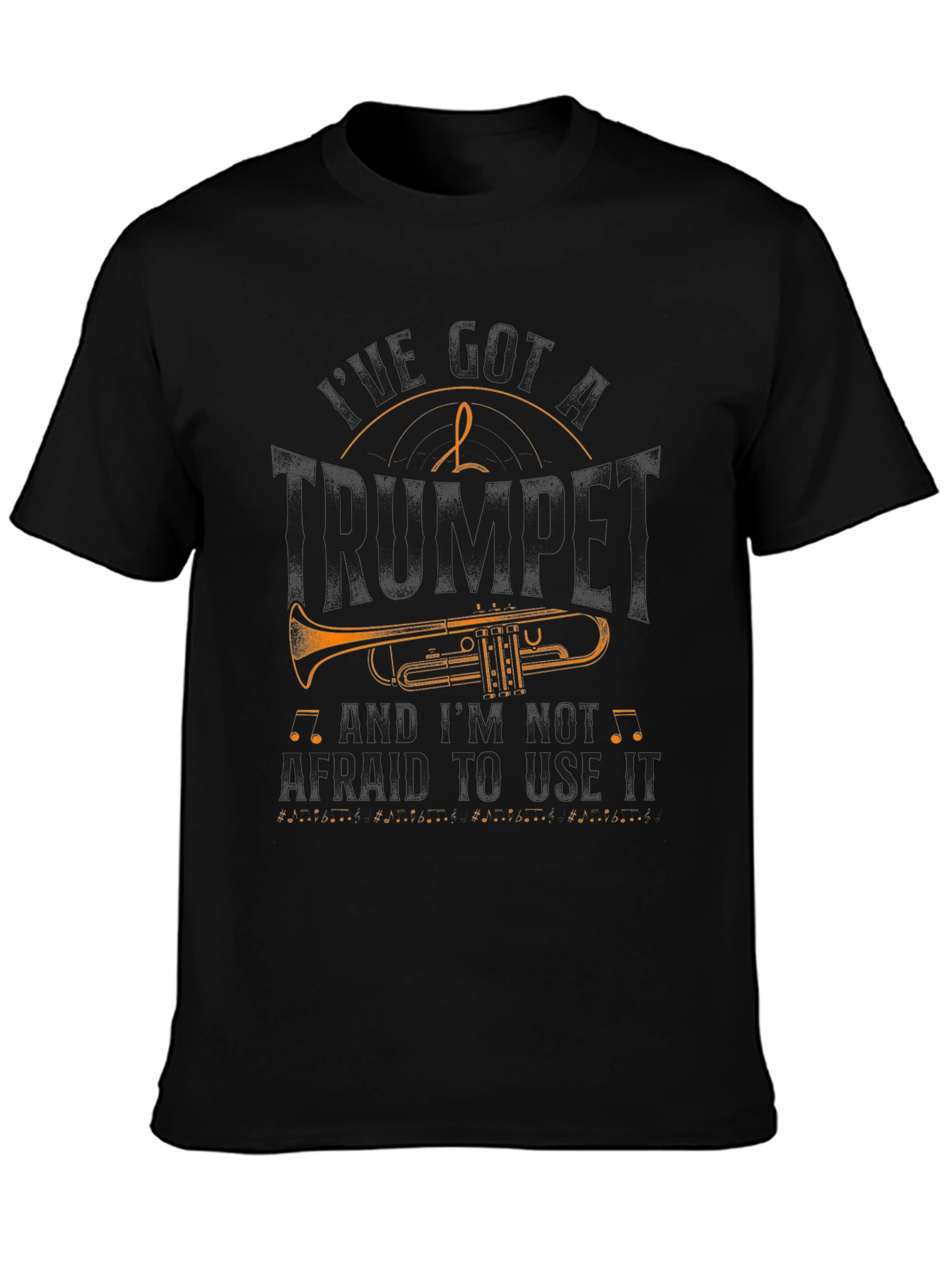 Black Trumpet Player Black T-Shirt: I Play Trumpet and I'm Not Afraid to Use It view 3