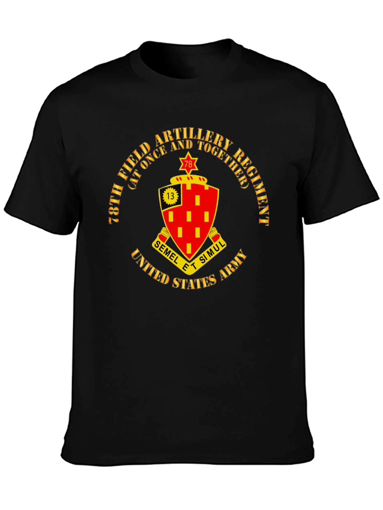 Black 78th Field Artillery Regiment Black T-Shirt view 3