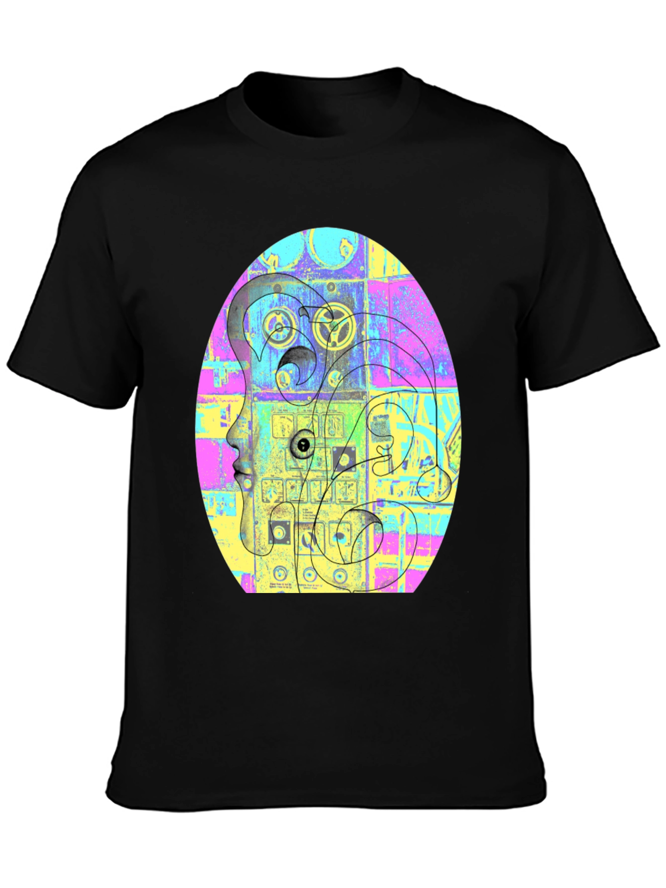 Black Abstract Face Graphic Tee - Unique Style view 3