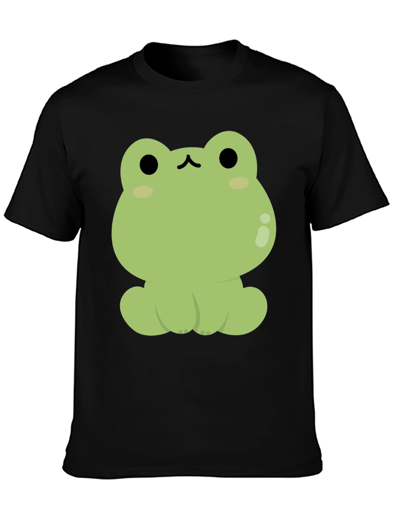 Black Cute Frog Graphic Black T-Shirt view 3