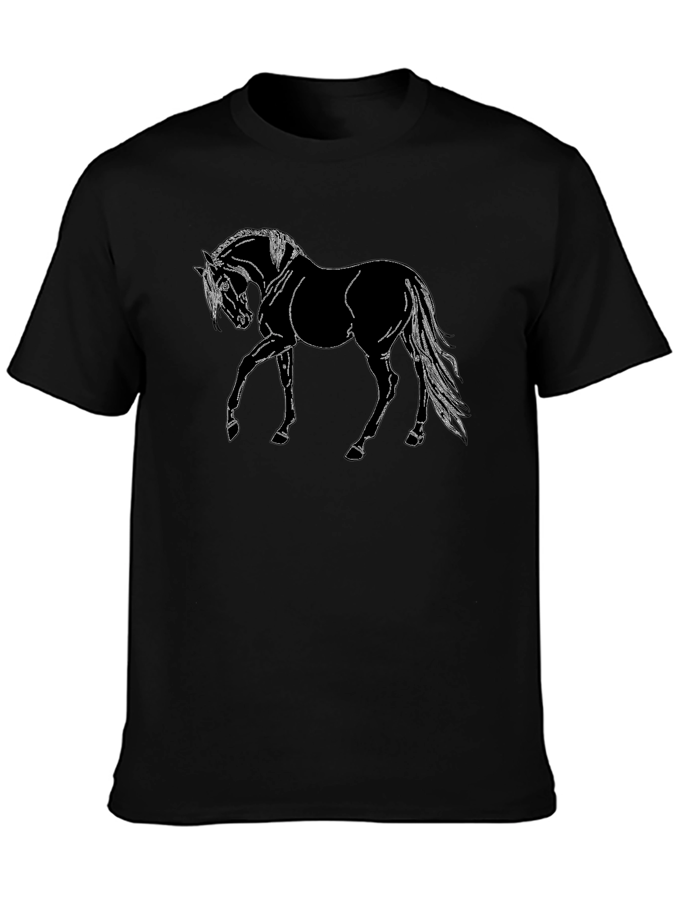 Black Men's Black Horse Graphic T-Shirt view 3