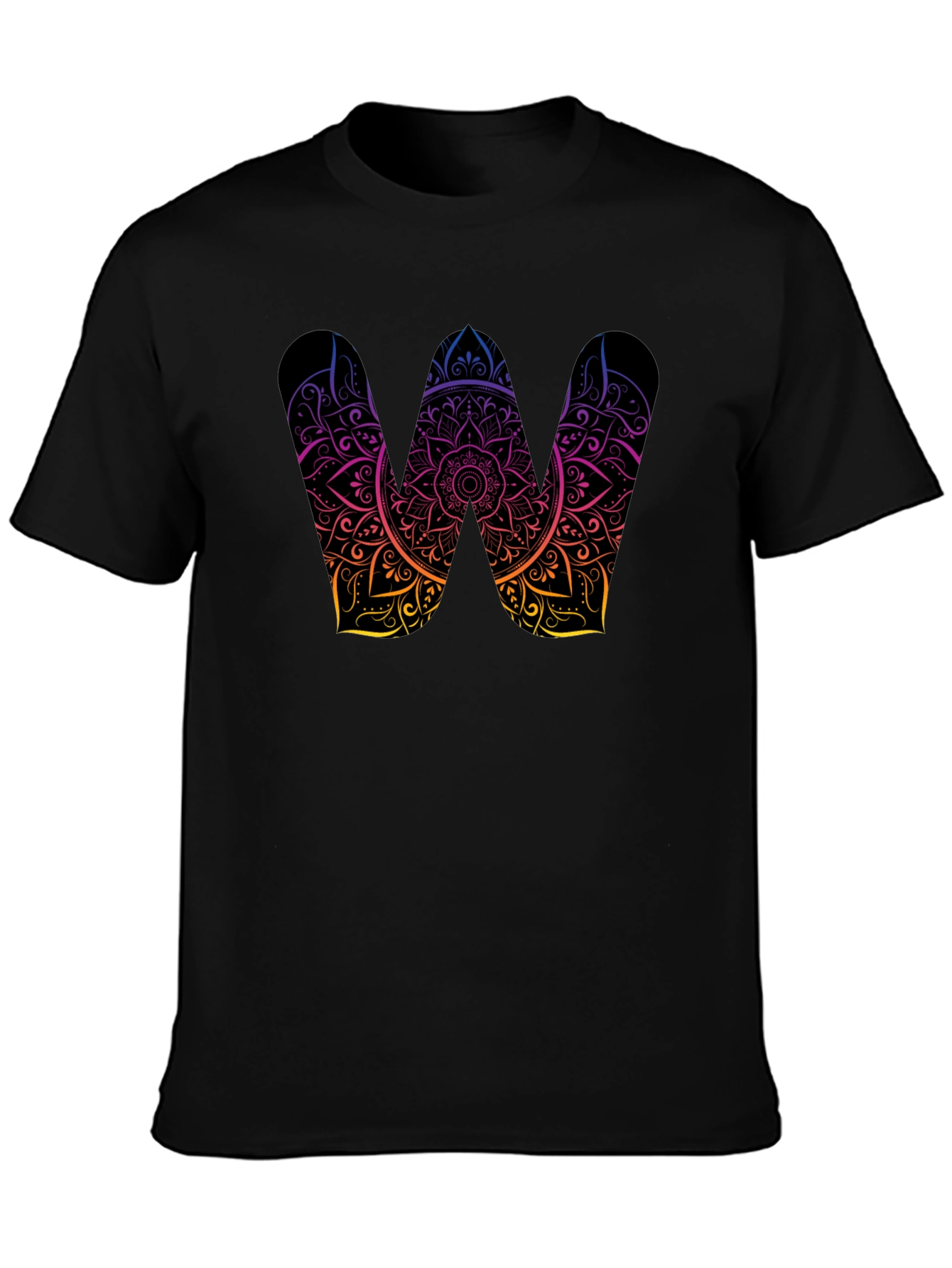 Black Mandala W Black T-Shirt view 3