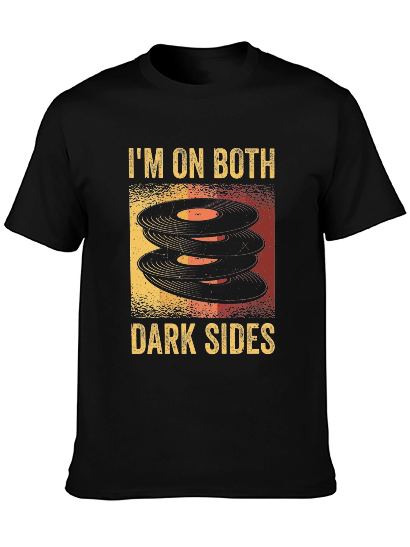 Black I'm On Both Dark Sides T-Shirt Vintage Record Vinyl Music Tee view 3
