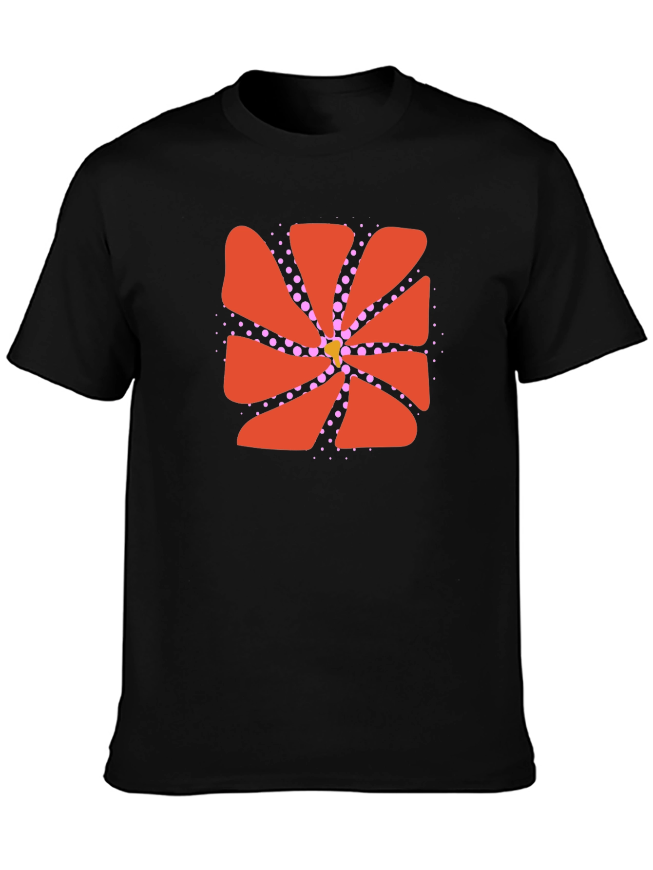 Black Abstract Flower Graphic Black Tee view 3