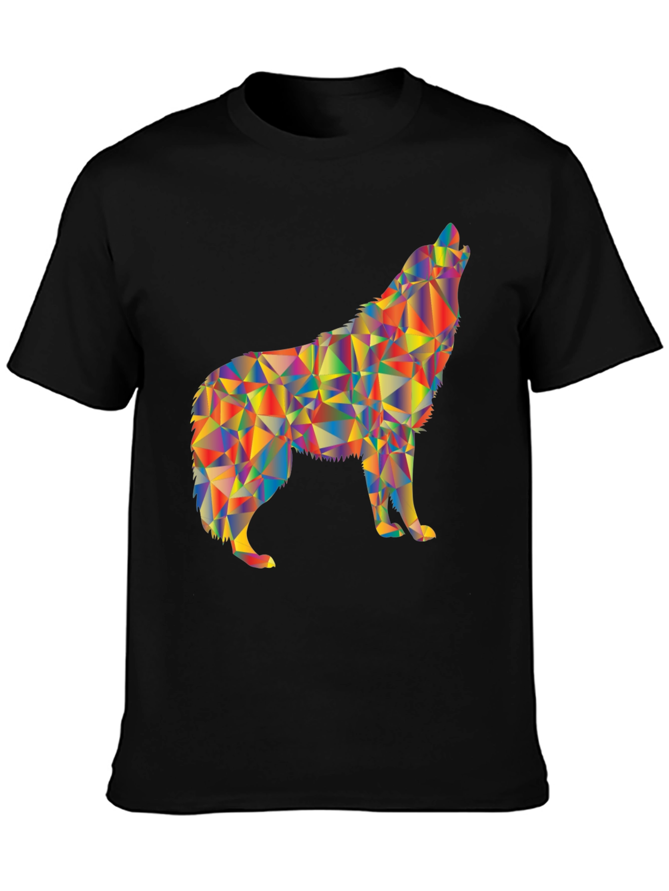 Black Geometric Wolf Graphic T-Shirt view 3