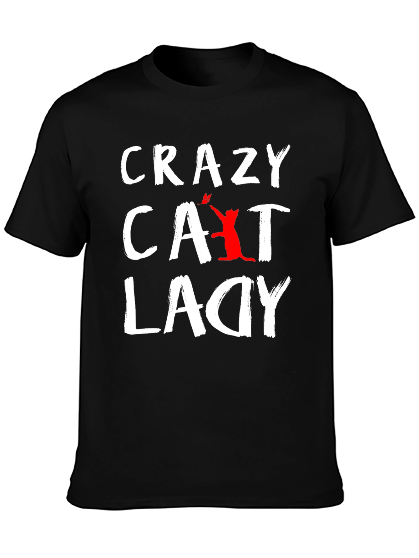 Black Crazy Cat Lady T-Shirt - Unisex Graphic Tee view 3