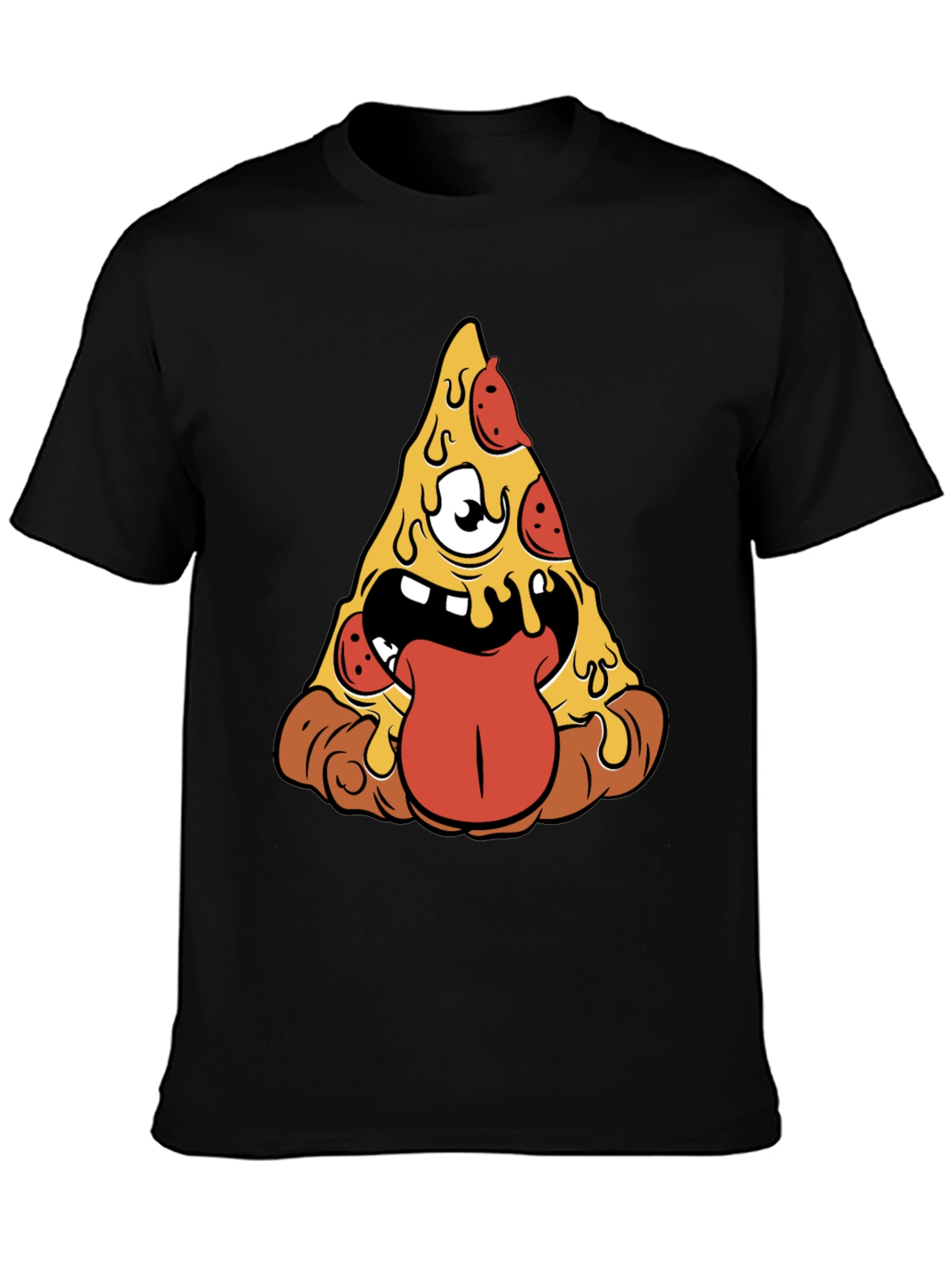 Black Pizza Monster Graphic Tee - Black Short Sleeve view 3