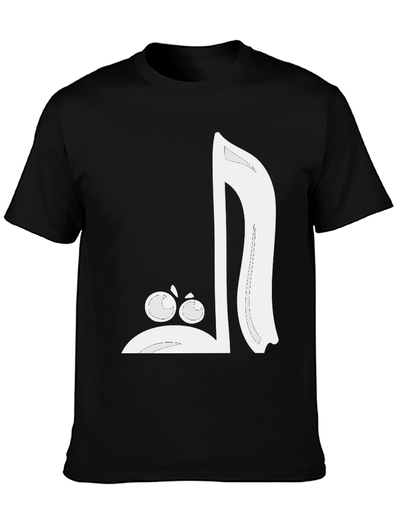 Black Cartoon Music Note Graphic Tee - Black Cotton Blend view 3