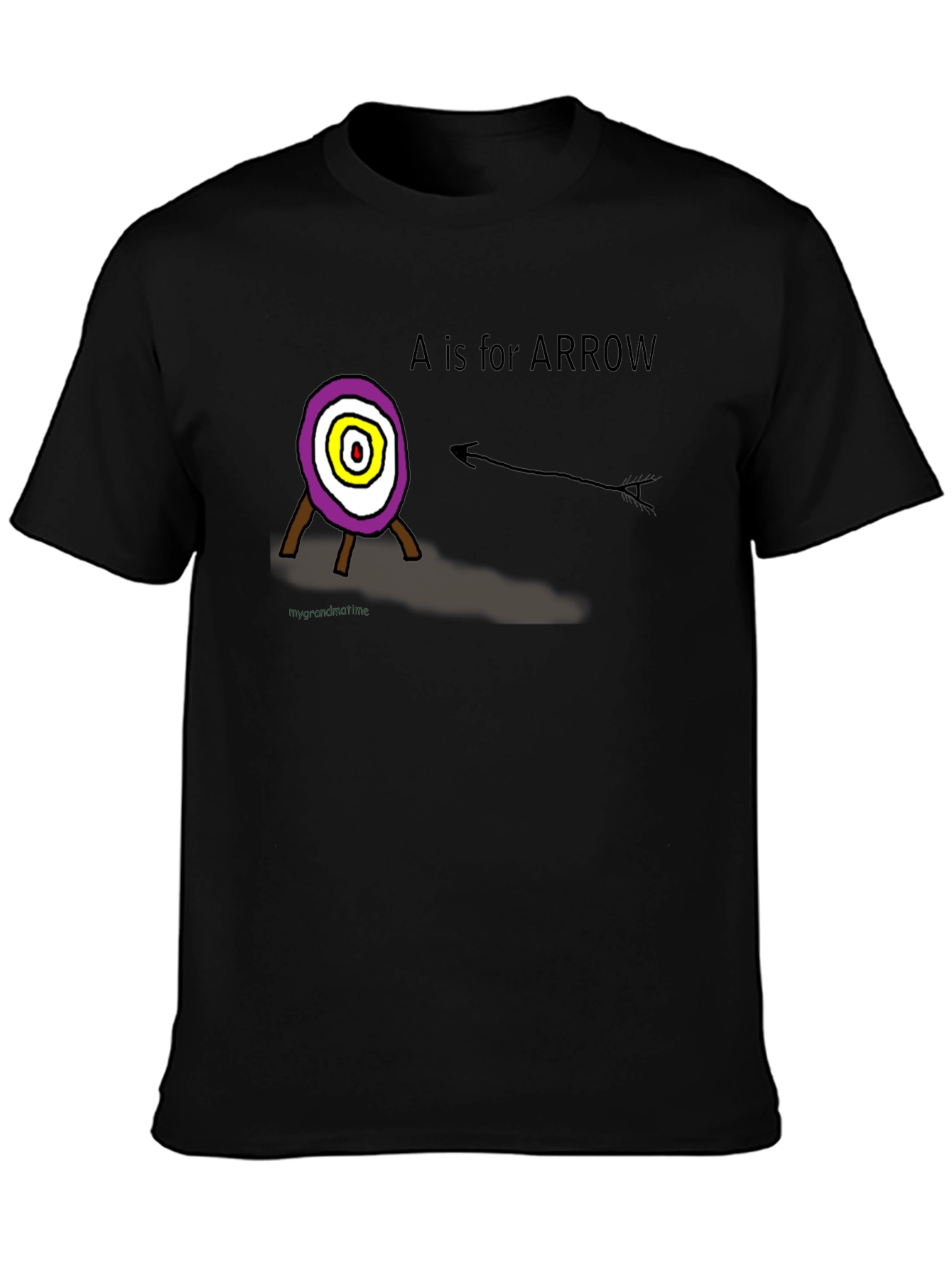 Black A is for Arrow T-shirt view 3