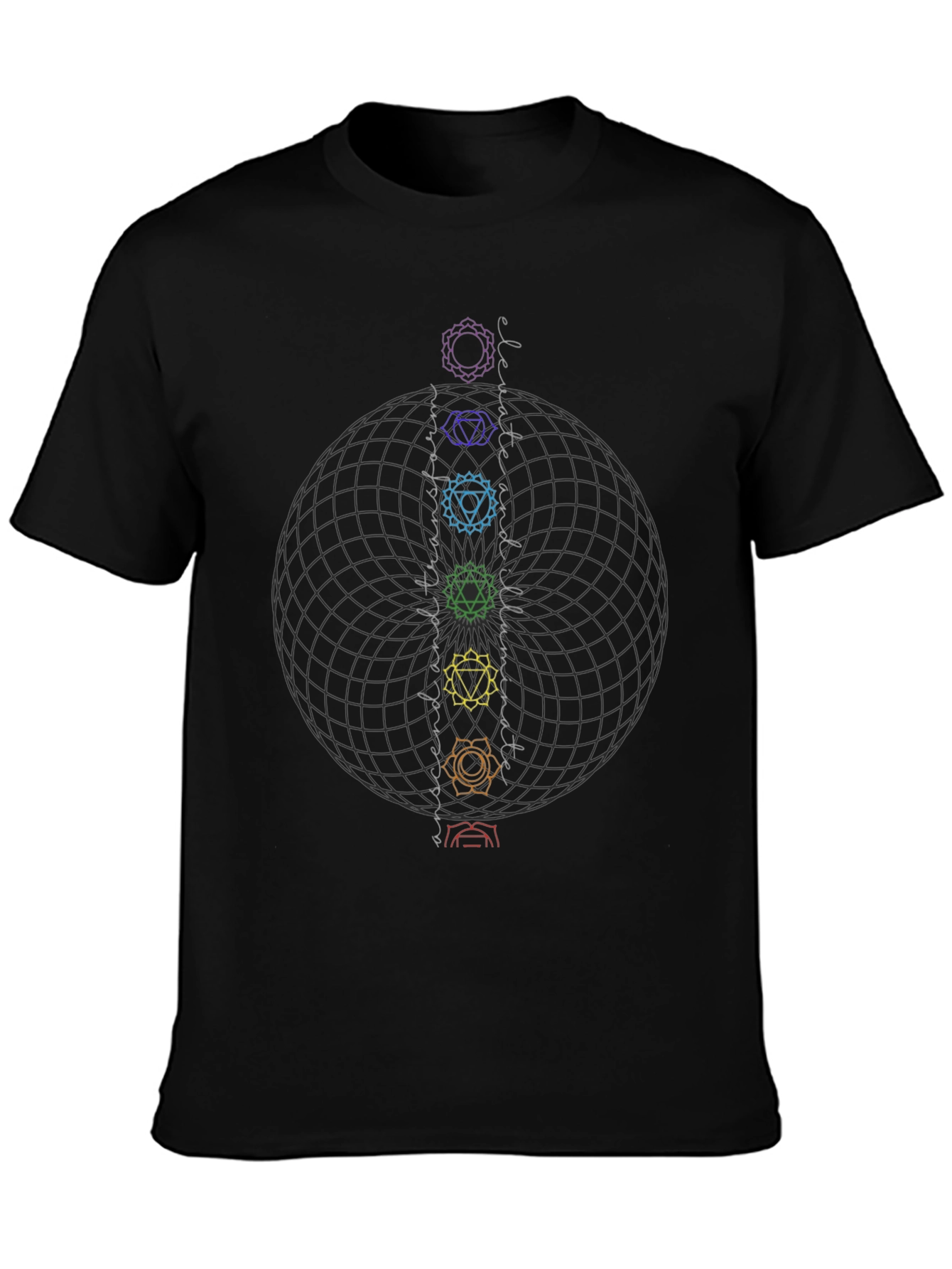 Black Chakra Energy T-Shirt - Meditate in Style view 3