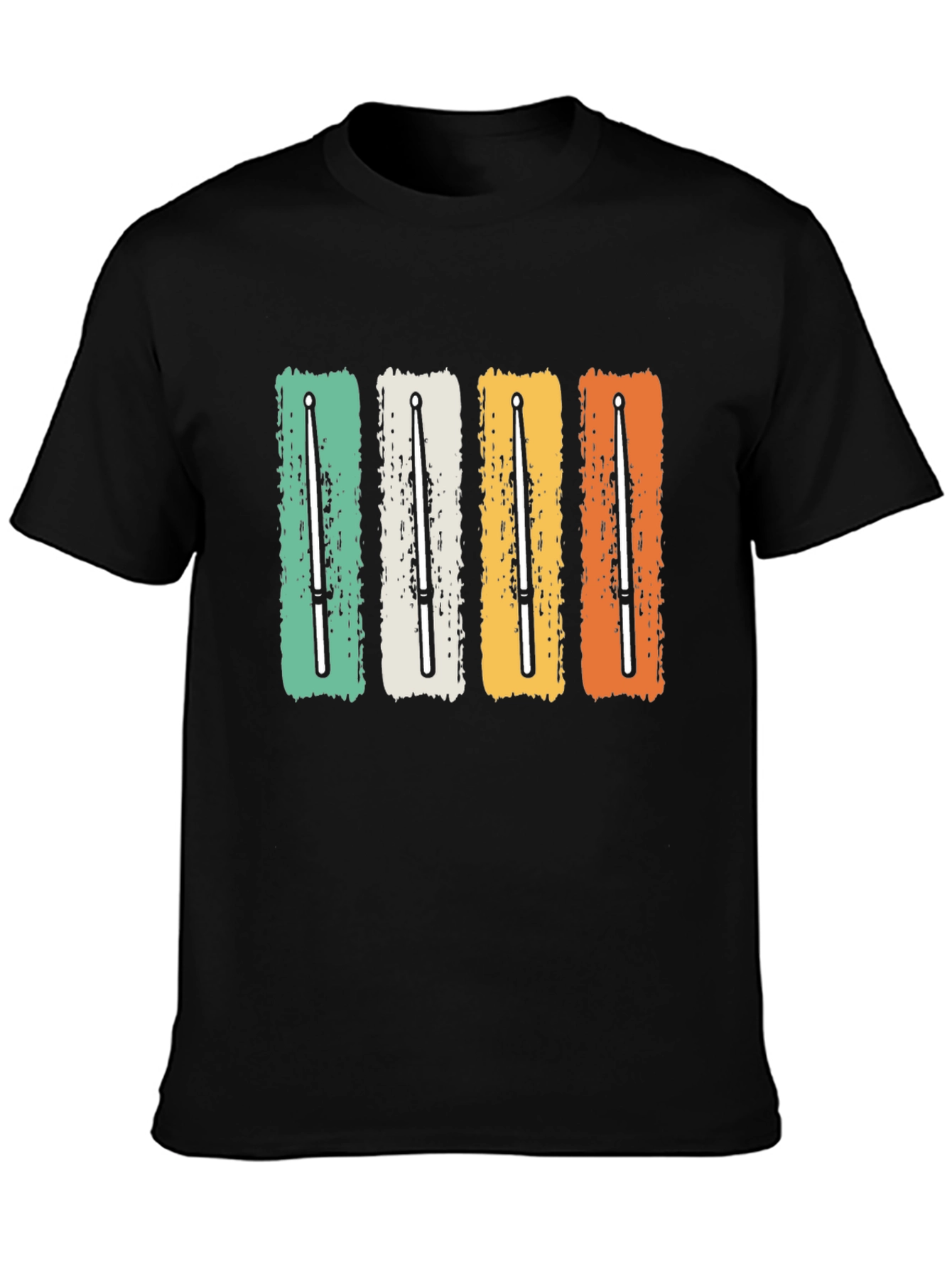 Black Retro Drumsticks T-Shirt - Music Lover Tee view 3