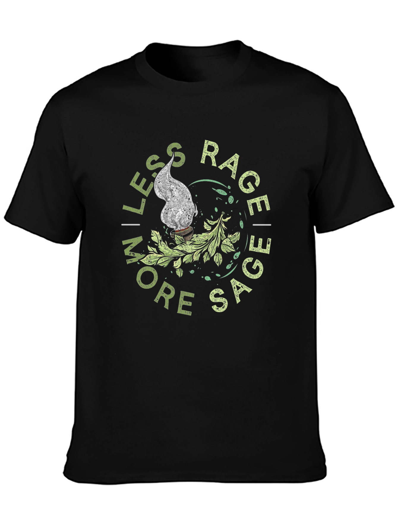 Black Less Rage More Sage T-Shirt view 3